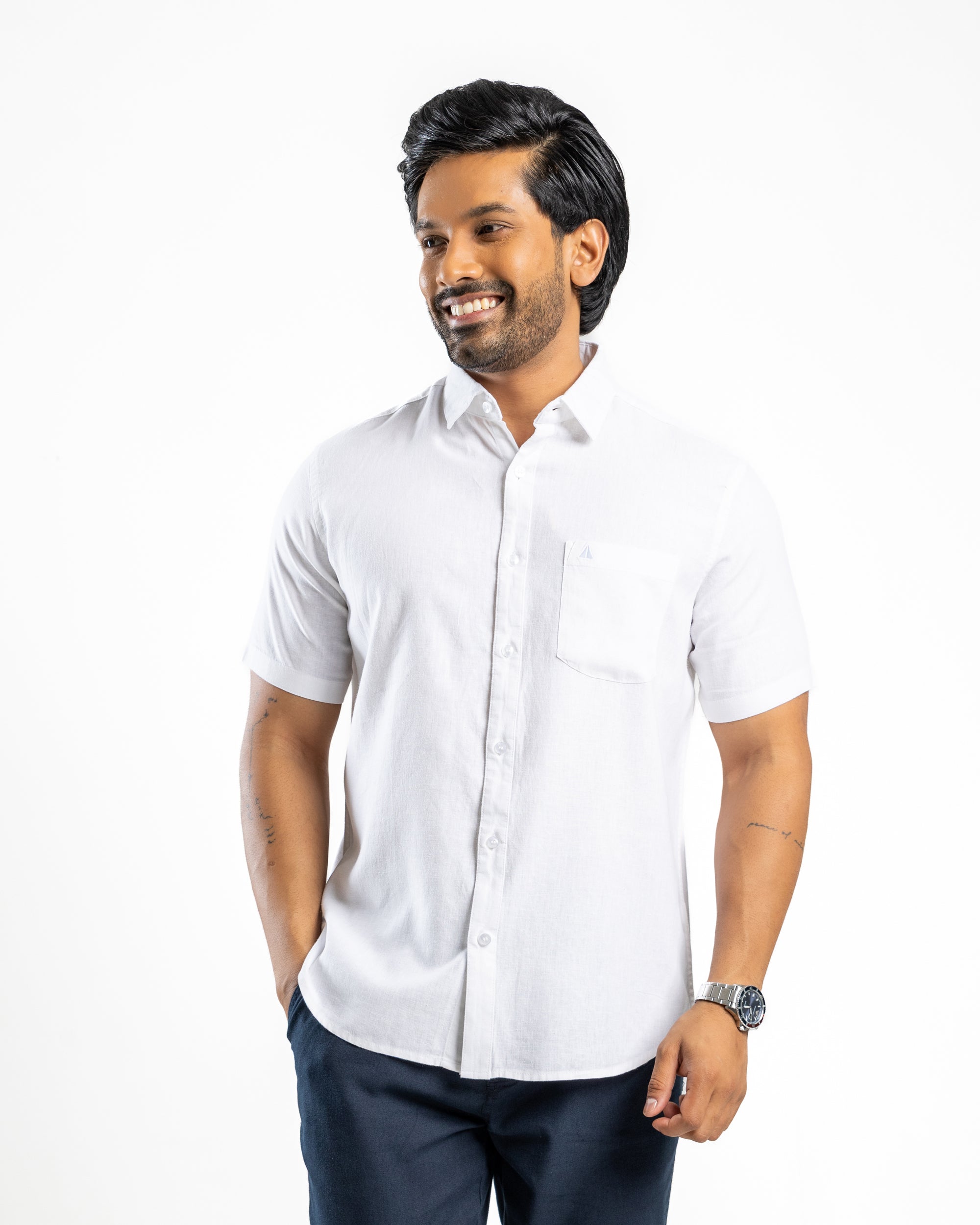 LINEN Short Sleeve Shirt - Alpine White