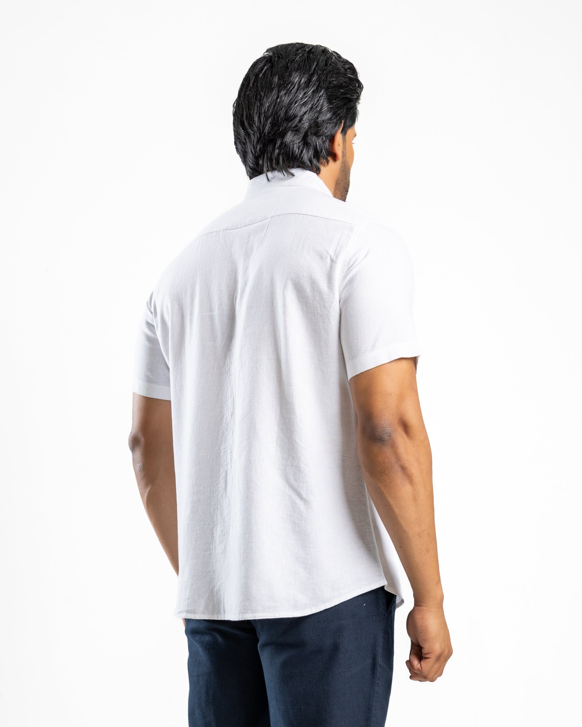 AnationZ Luxe Linen Short Sleeve Shirt - Alpine White Sri Lanka