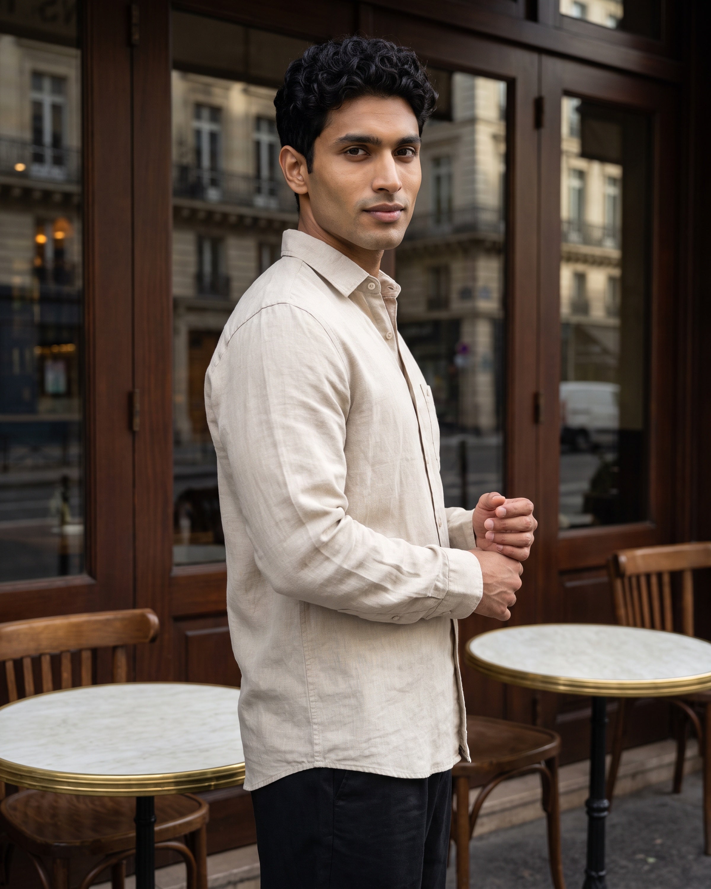 AnationZ Luxe Linen Long Sleeve Shirt - Aged Ivory Sri Lanka