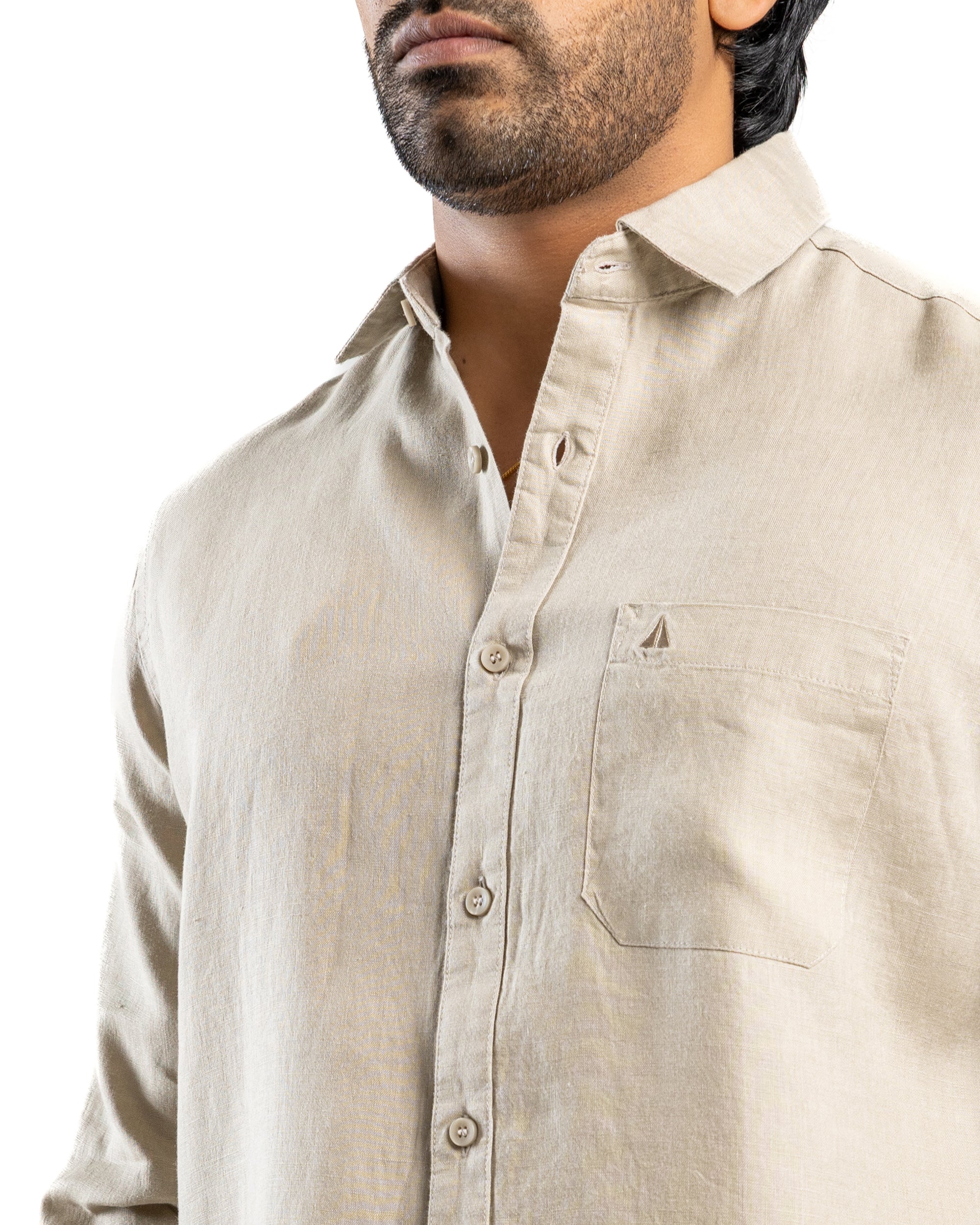 AnationZ Luxe Linen Long Sleeve Shirt - Aged Ivory Sri Lanka