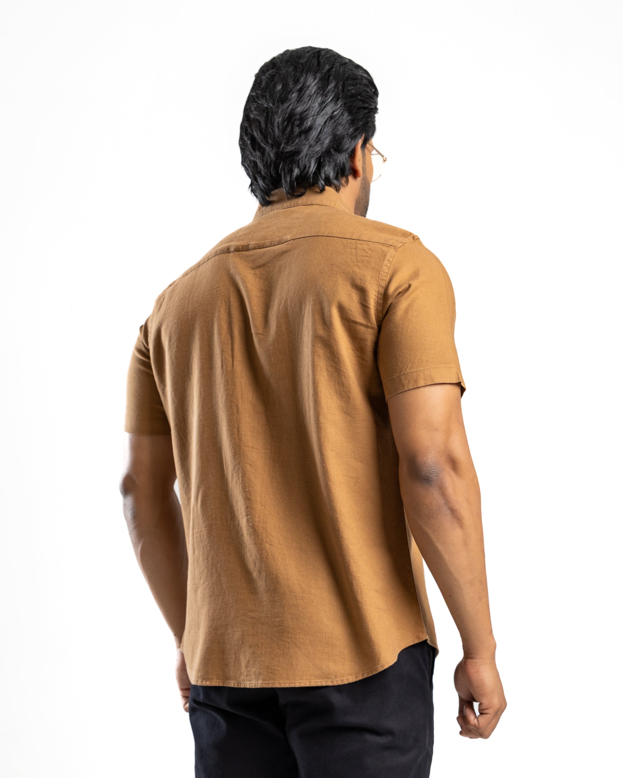 AnationZ Fluid Linen Short Sleeve Shirt - Desert Khaki Sri Lanka