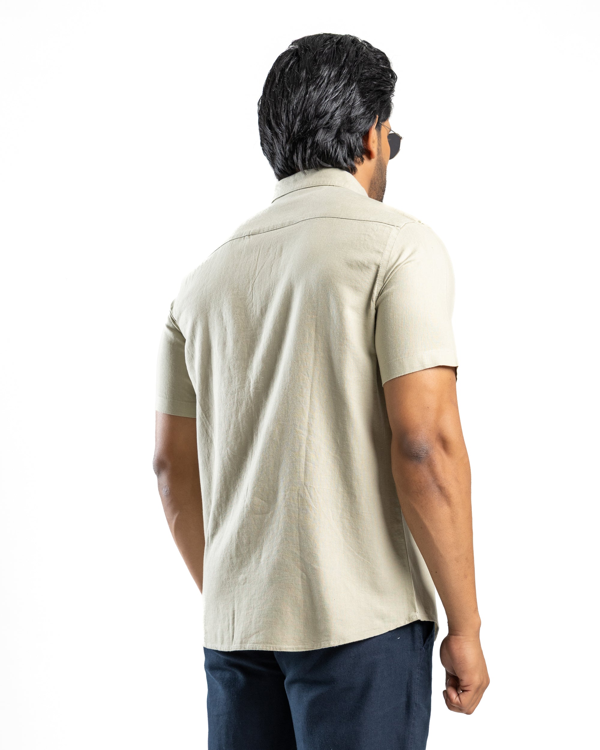 AnationZ Fluid Linen Short Sleeve Shirt - Sage Breeze Sri Lanka