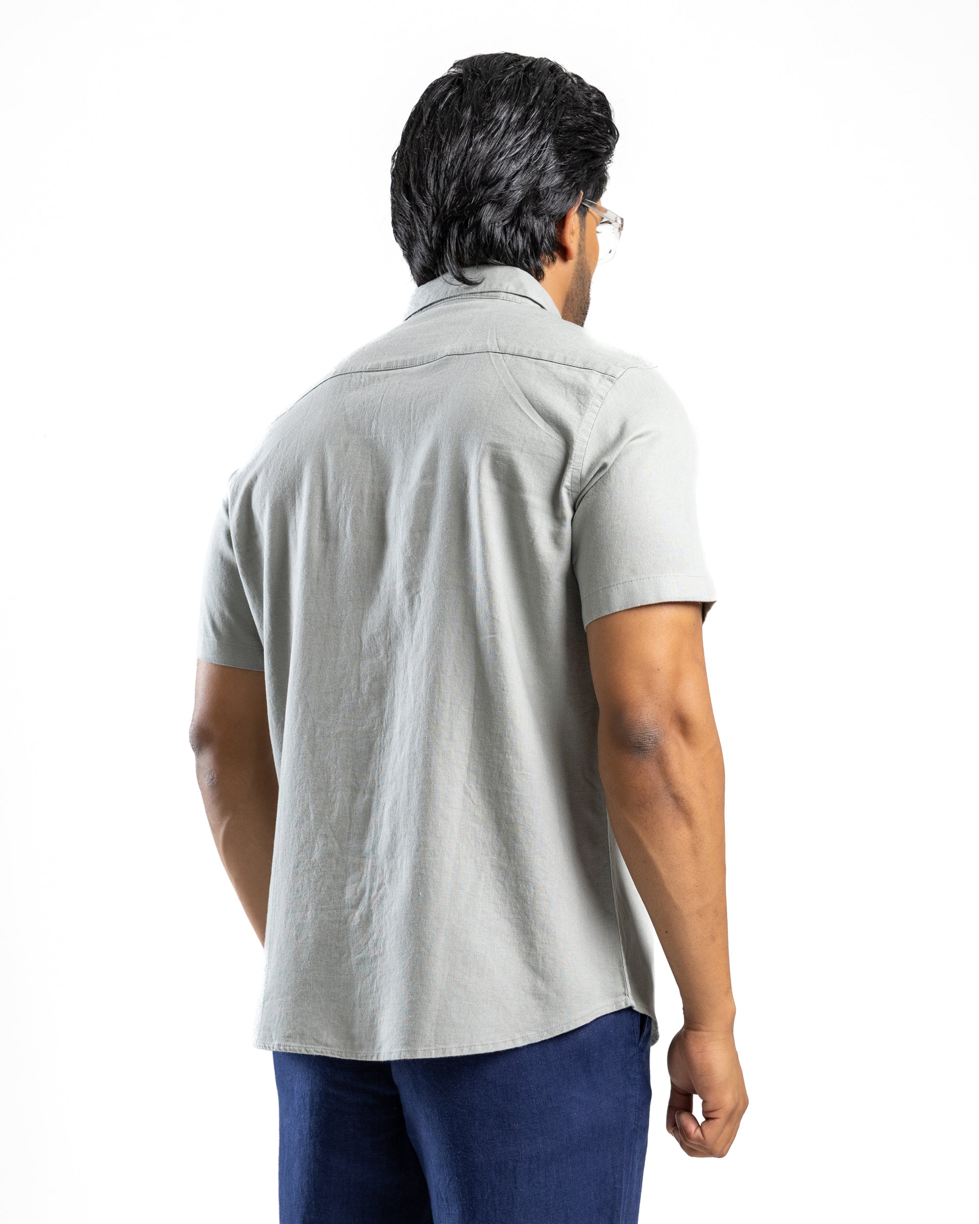 VISCOSE LINEN Short Sleeve -Light Grey