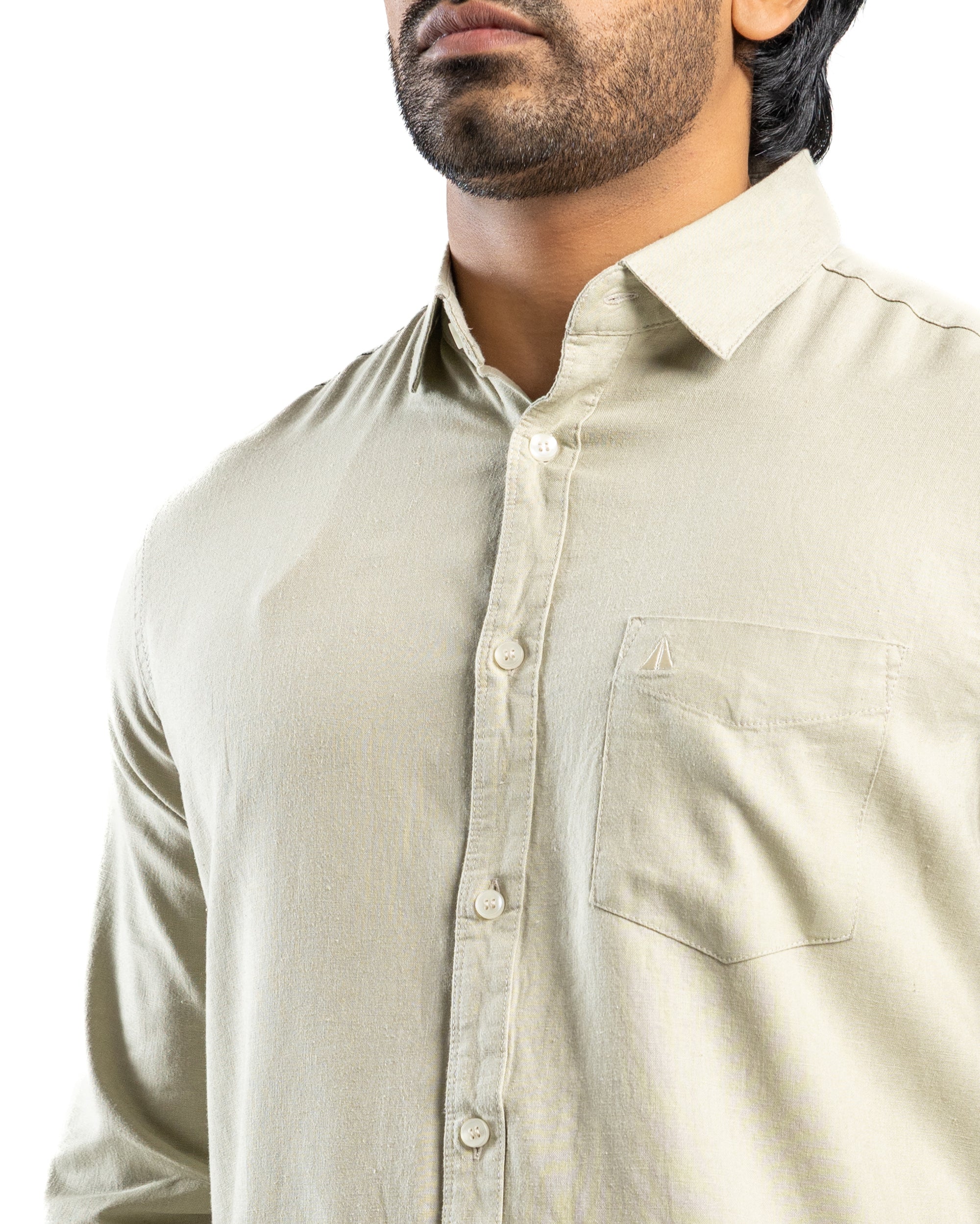 AnationZ Fluid Linen Long Sleeve Shirt - Sage Breeze Sri Lanka