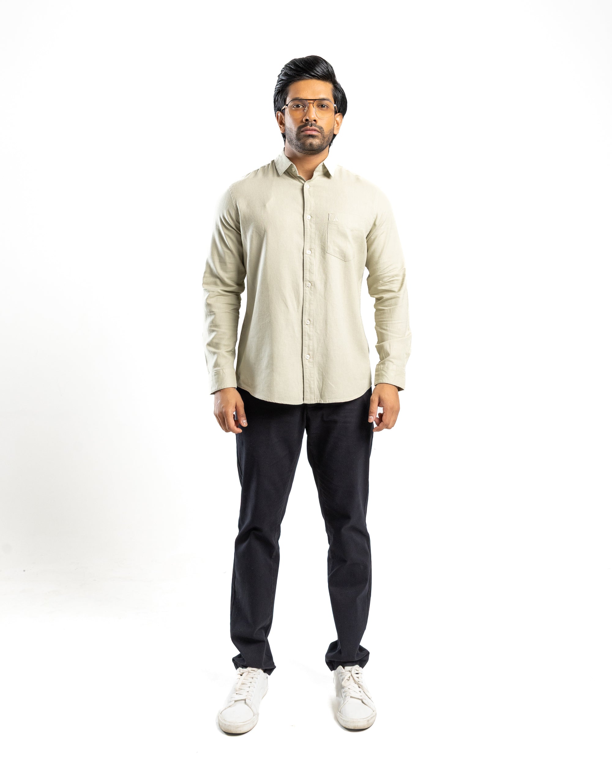VISCOSE LINEN Long Sleeve Shirt - Light Green