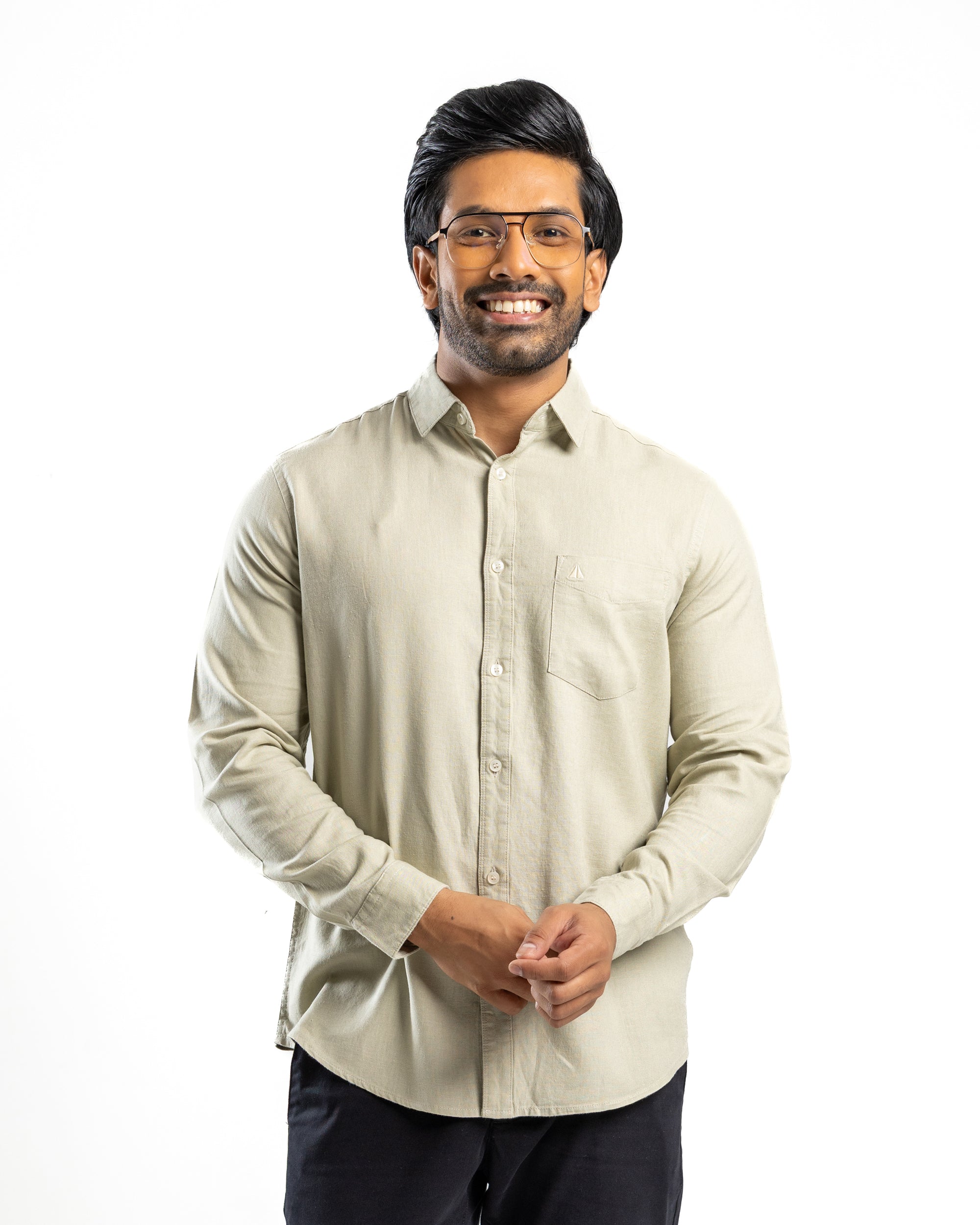 VISCOSE LINEN Long Sleeve Shirt - Light Green