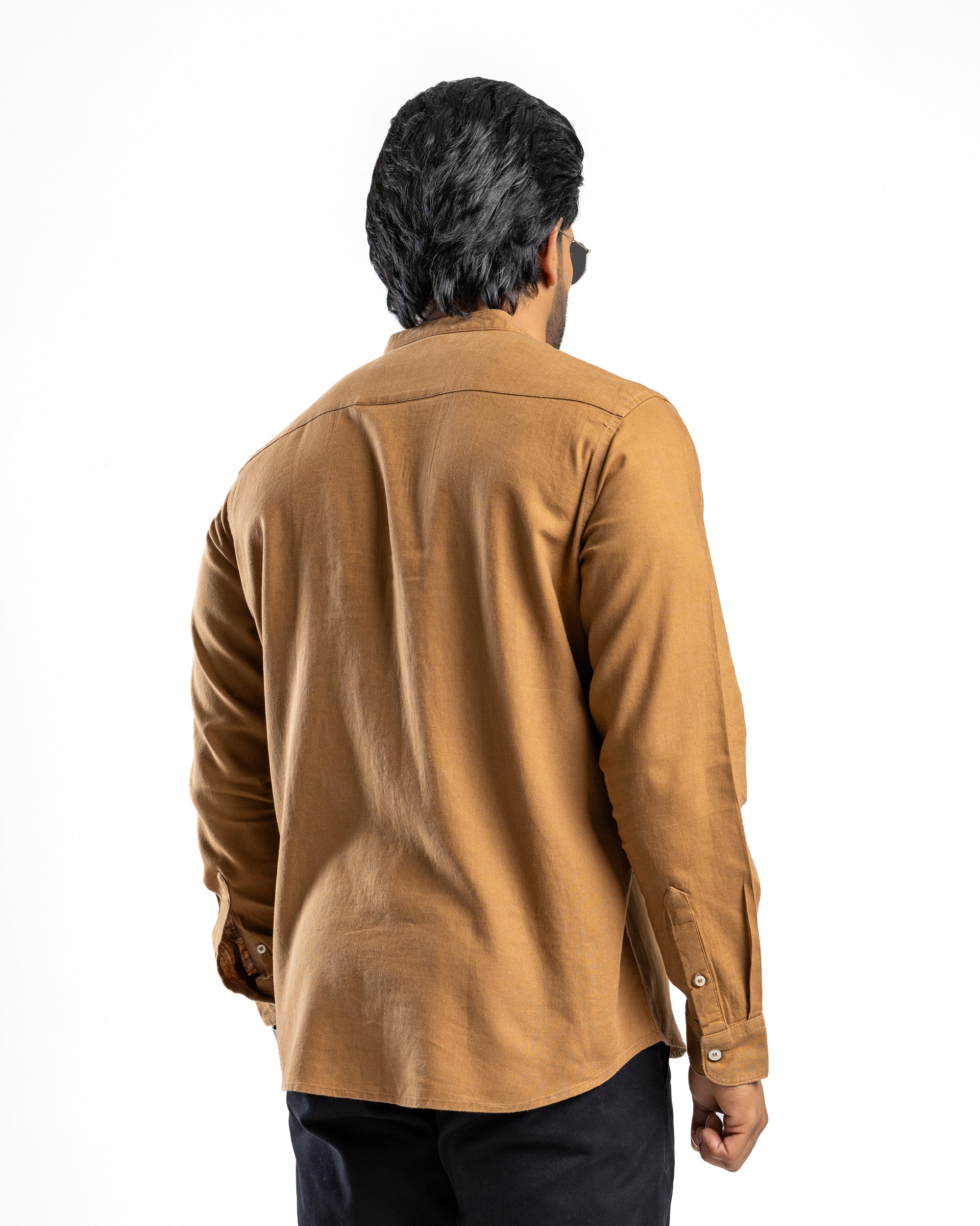 AnationZ Fluid Linen Long Sleeve Shirt - Desert Khaki Sri Lanka