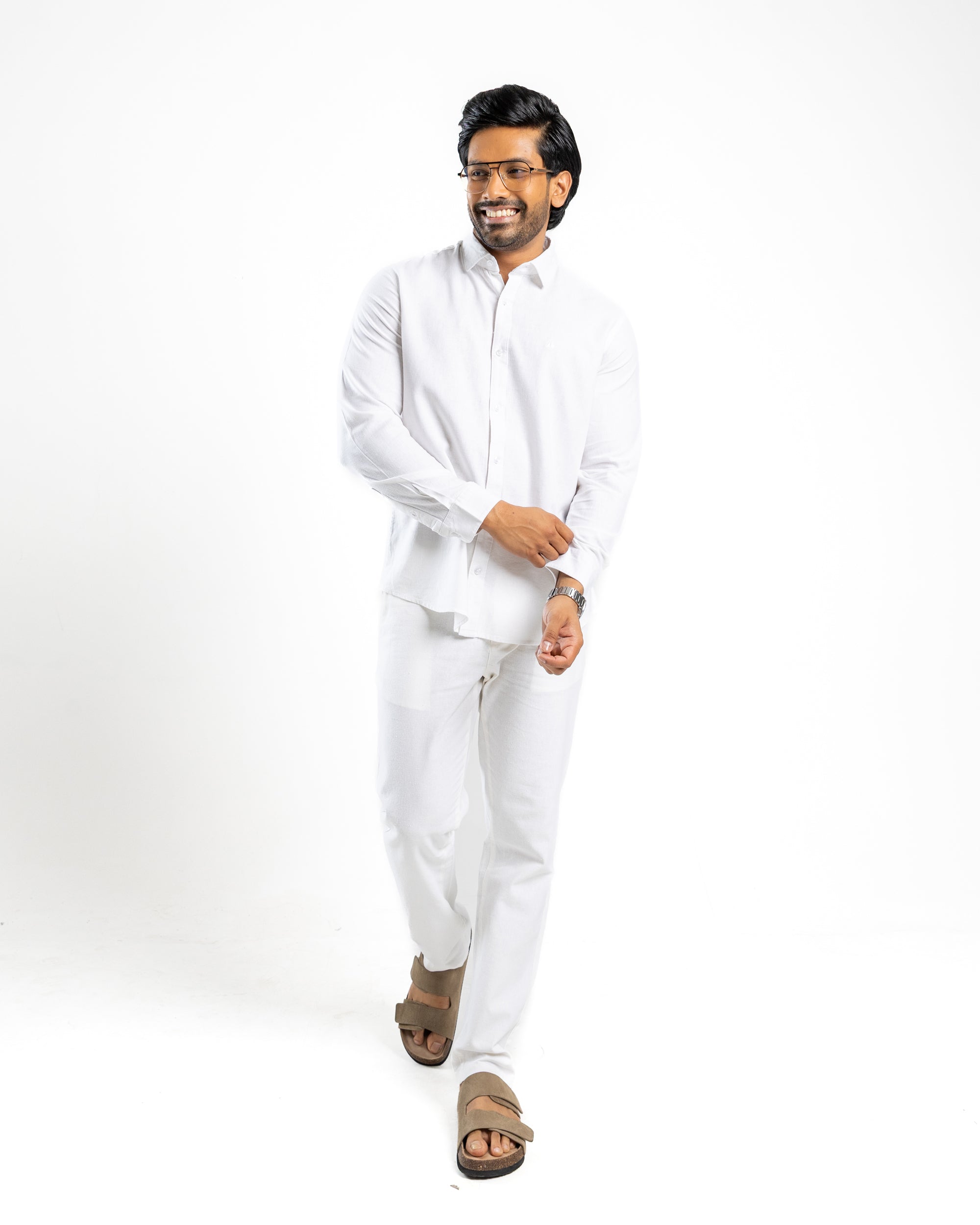 AnationZ Fluid Linen Long Sleeve Shirt - Alpine White Sri Lanka