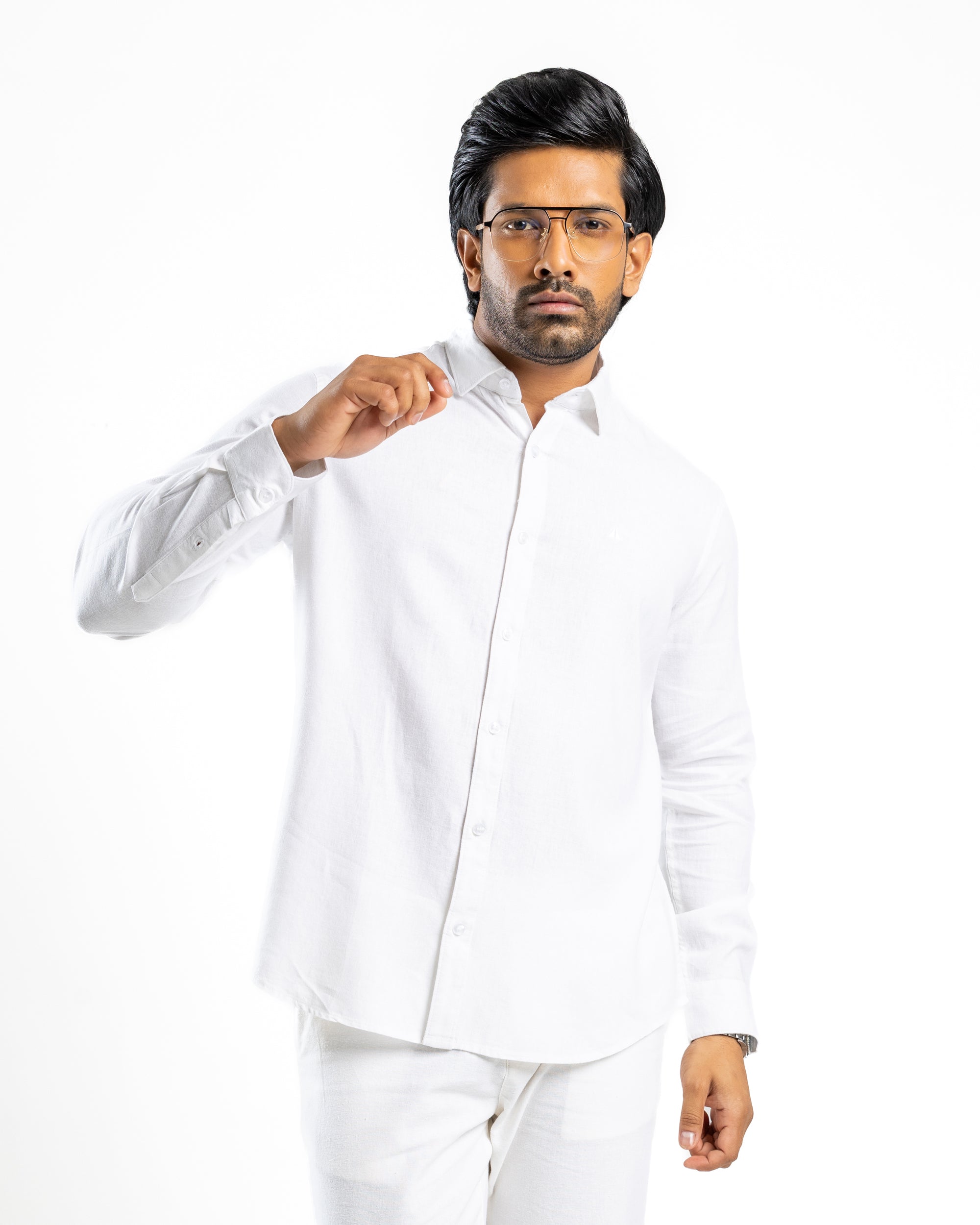 AnationZ Fluid Linen Long Sleeve Shirt - Alpine White Sri Lanka