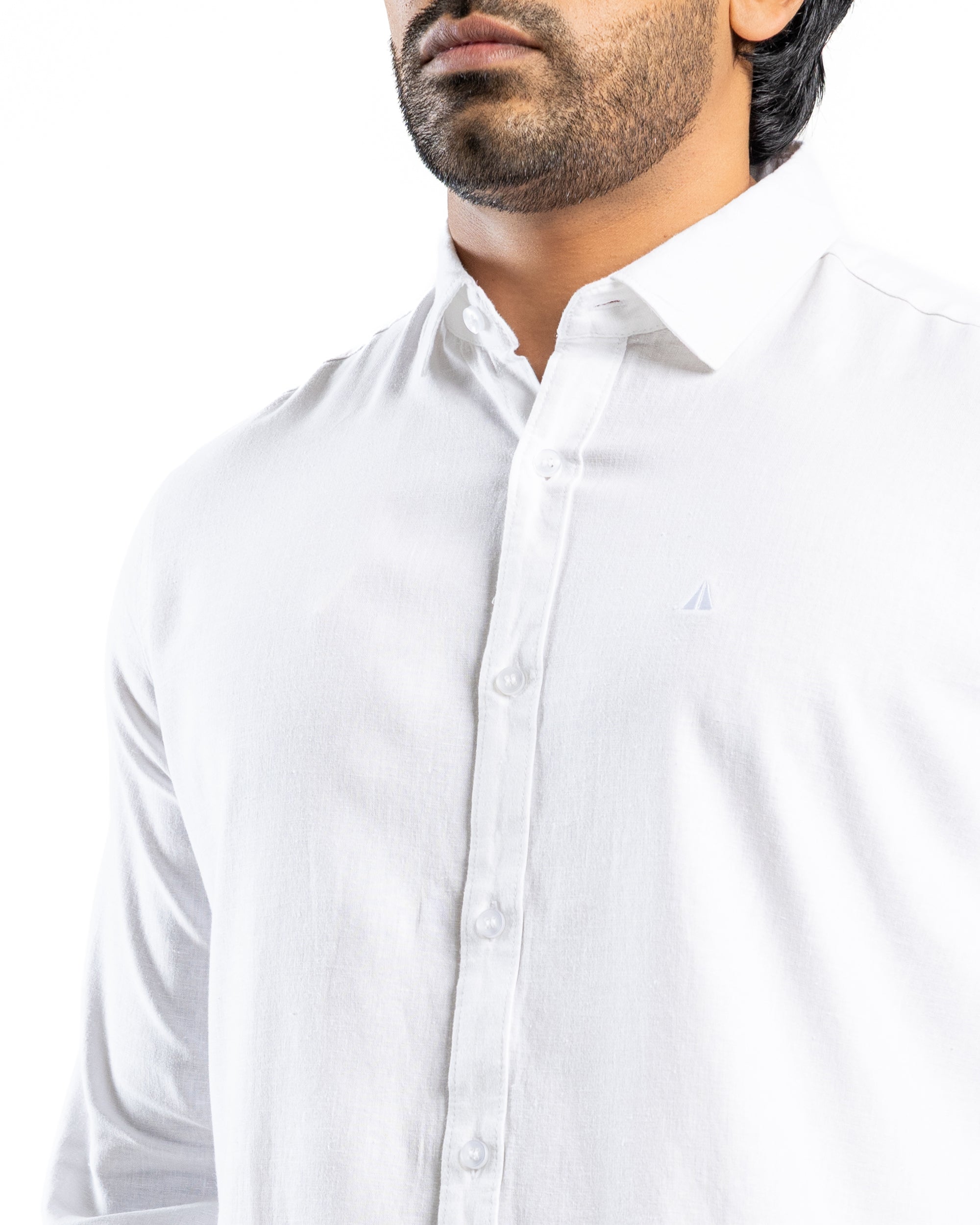 VISCOSE LINEN Long Sleeve Shirt - t Pure Alpine White