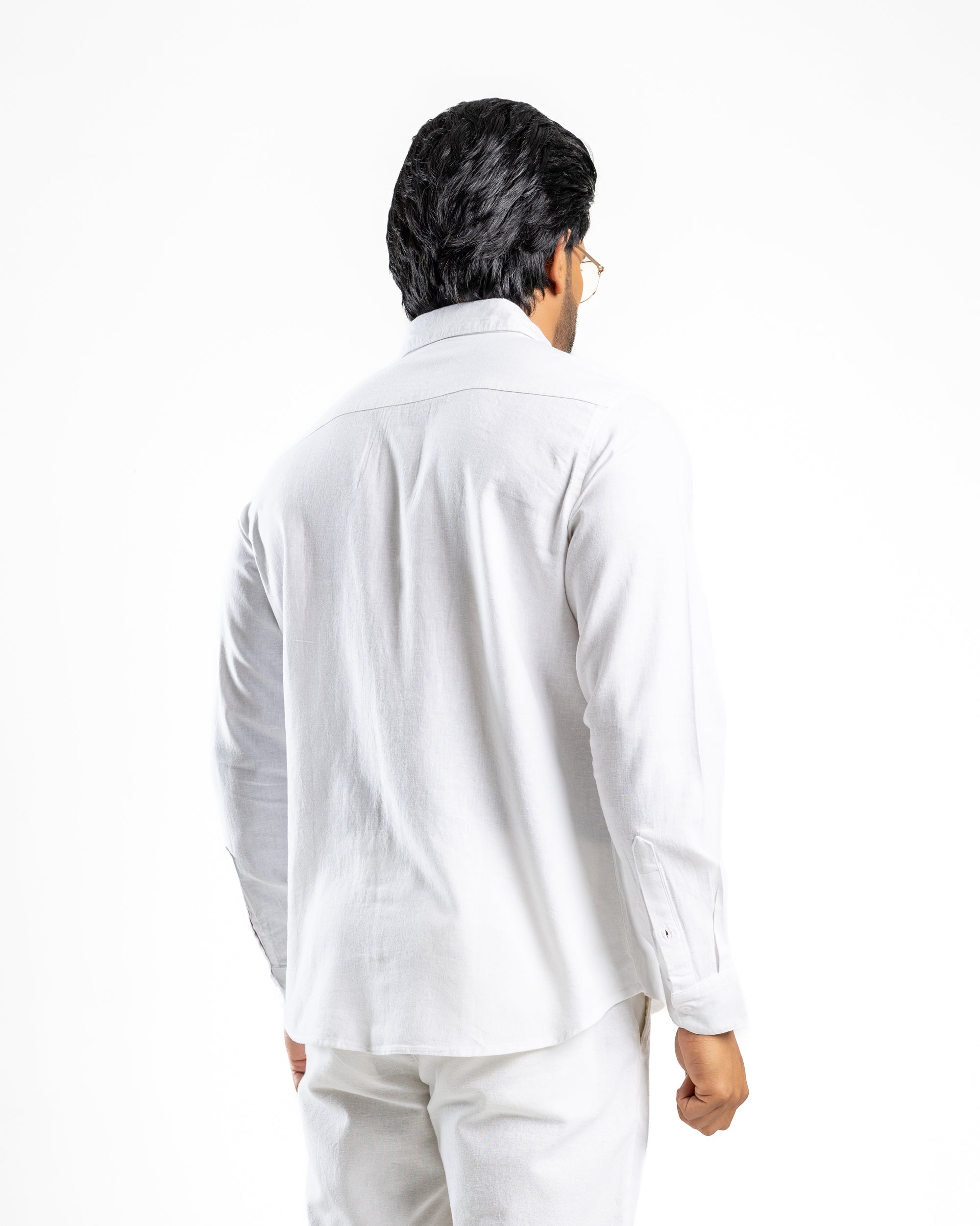 AnationZ Fluid Linen Long Sleeve Shirt - Alpine White Sri Lanka