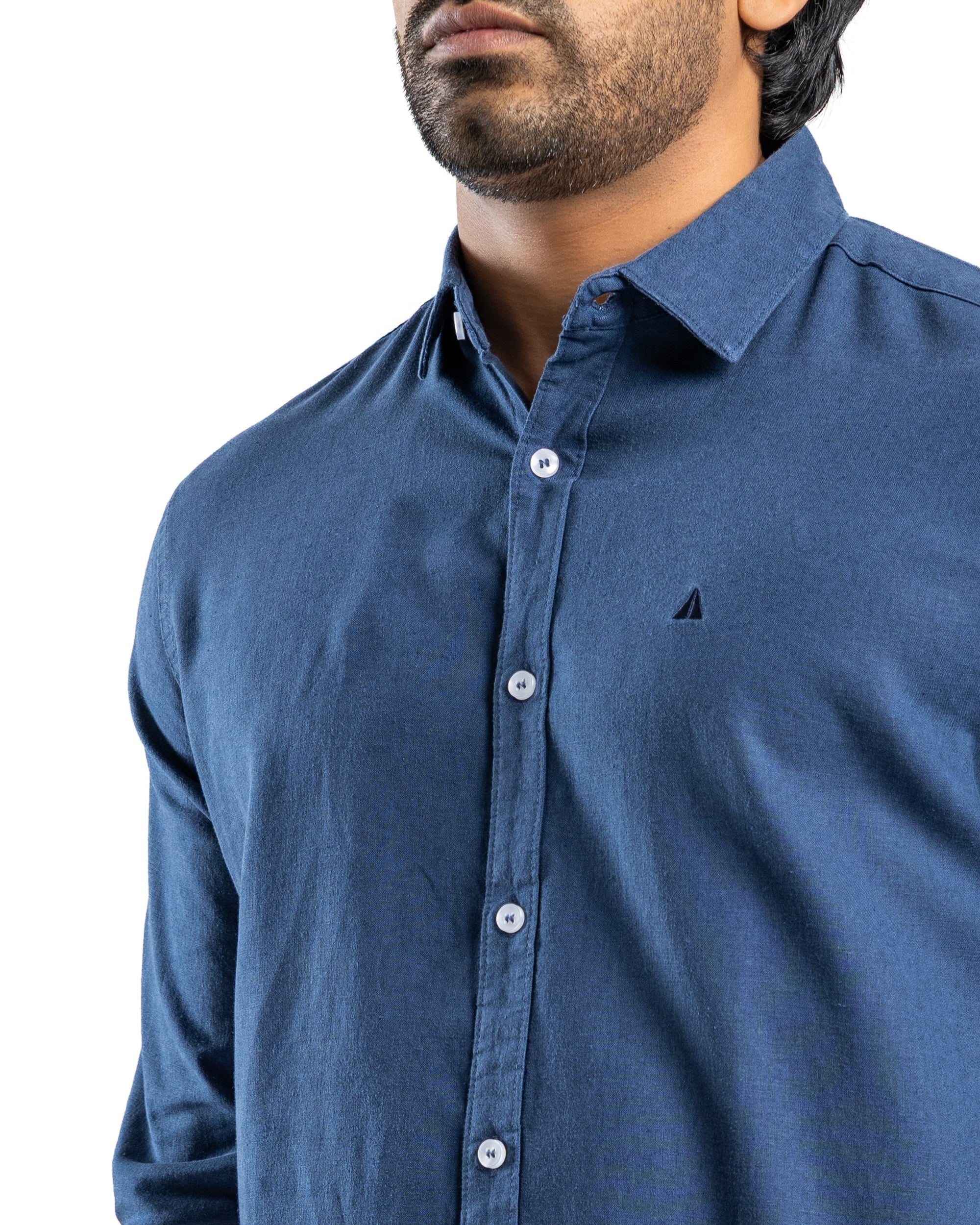 AnationZ Fluid Linen Long Sleeve Shirt - Midnight Ink Sri Lanka