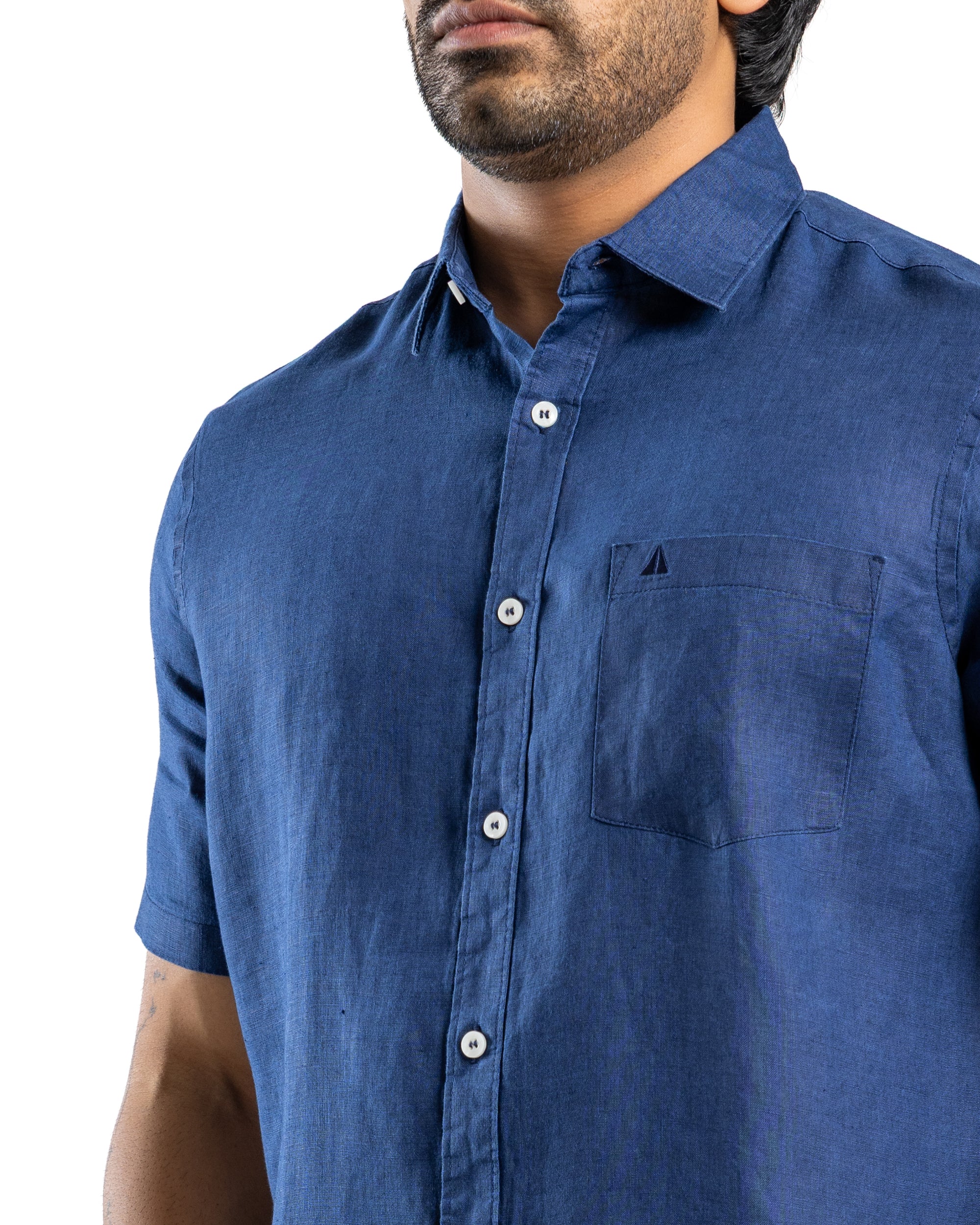 100% Hemp Short Sleeve Shirt — Navy