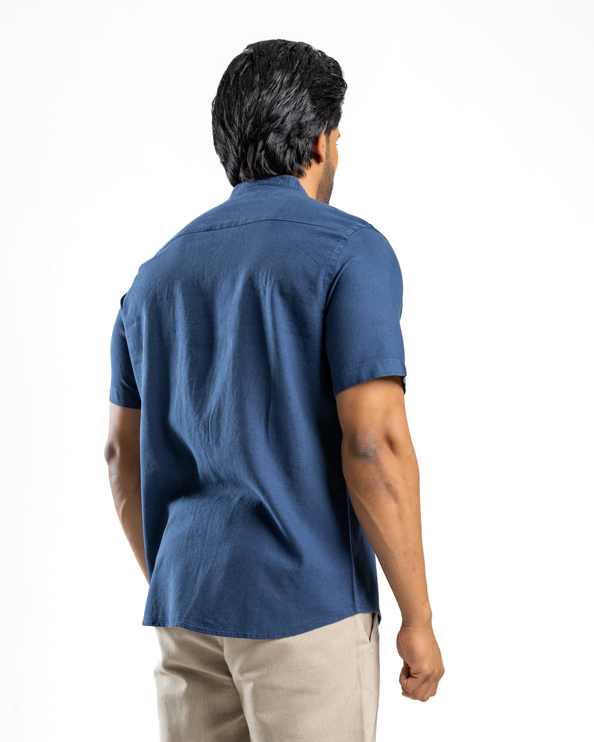 AnationZ Fluid Linen Chinese Collar Shirt - Sri Lanka