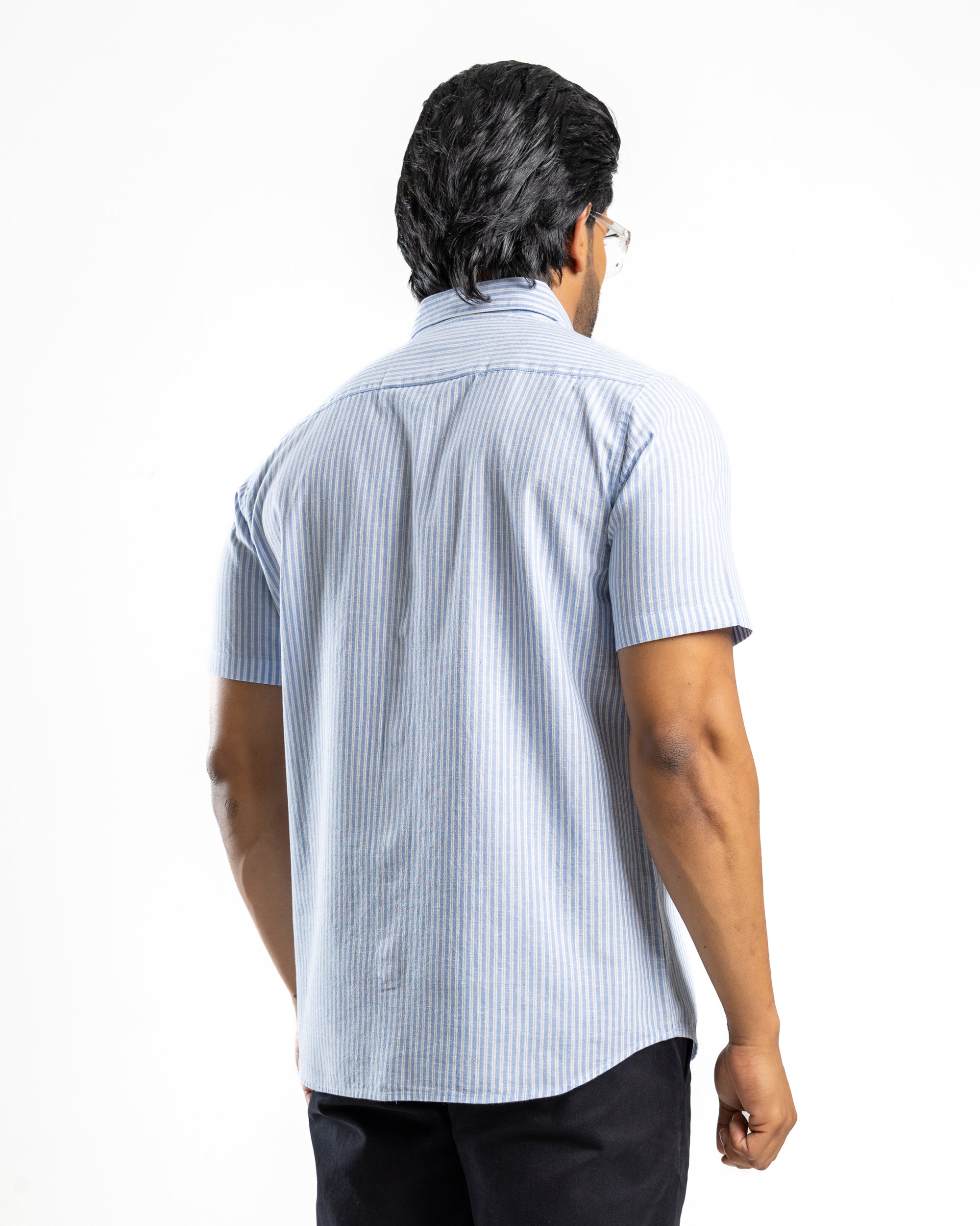 AnationZ Heritage Linen Stripe Short Sleeve Shirt - Open Sky Sri Lanka