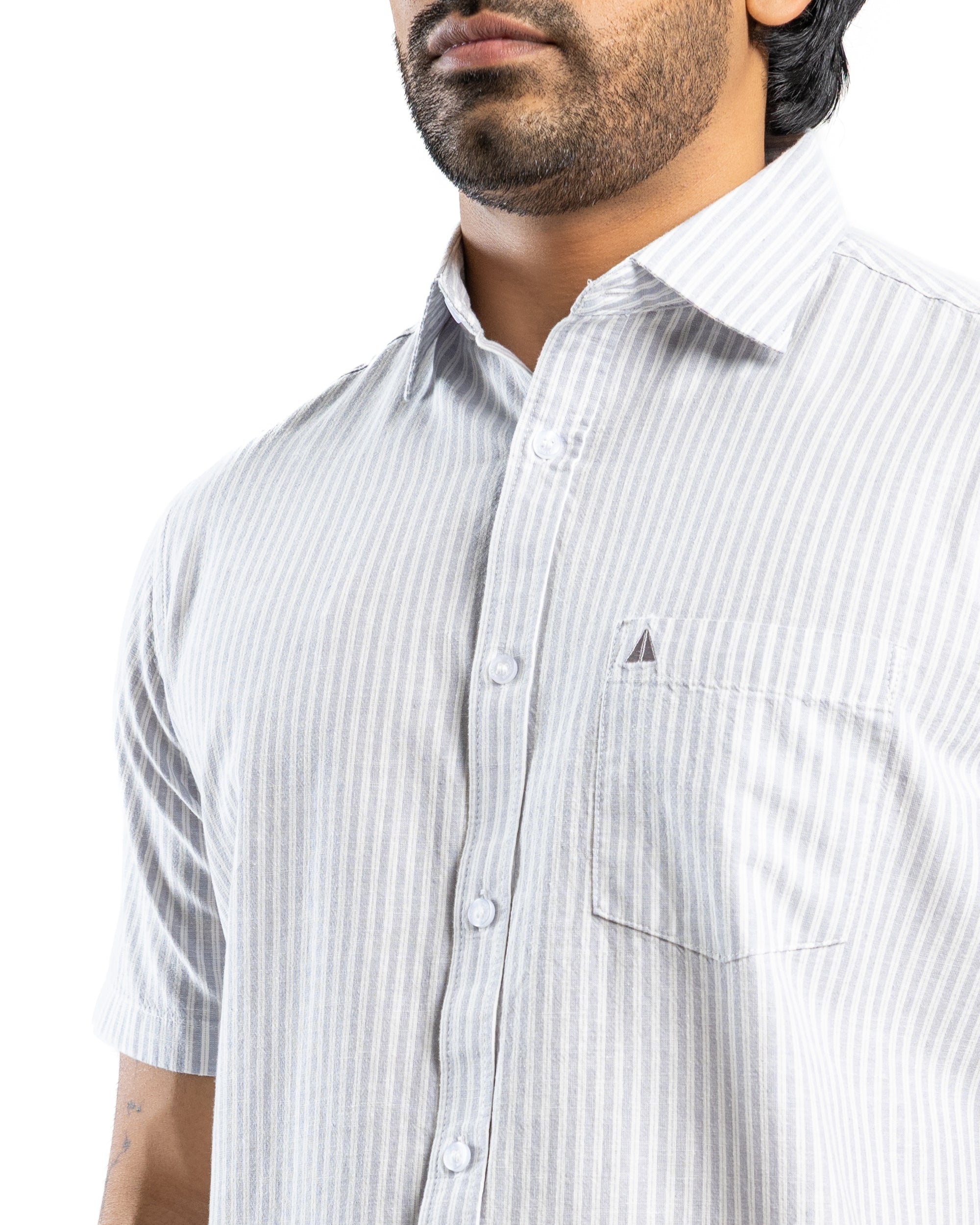 AnationZ Heritage Linen Stripe Short Sleeve Shirt - Aged Ivory Sri Lanka