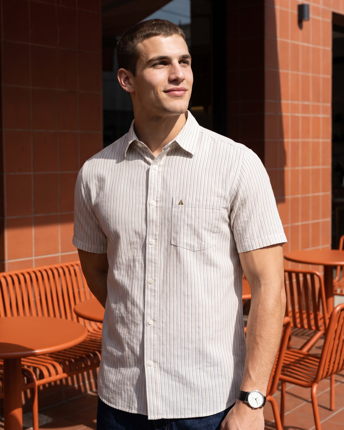 AnationZ Heritage Linen Stripe Short Sleeve Shirt - Sri Lanka