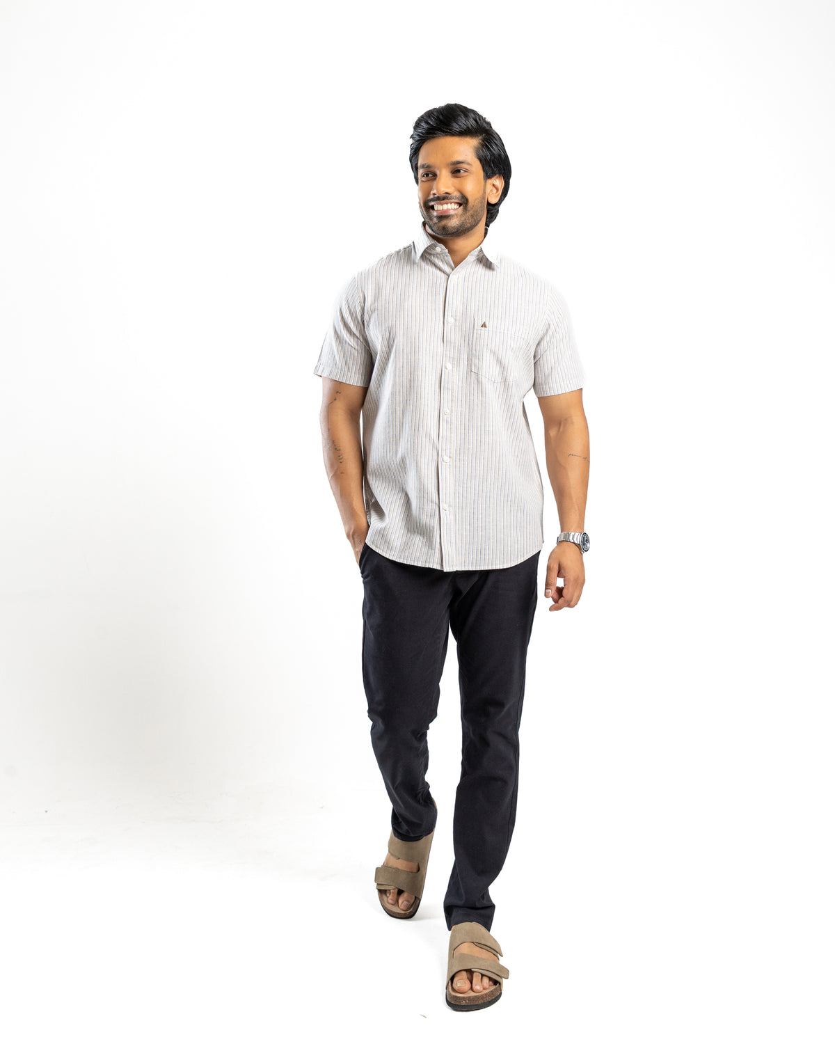 AnationZ Heritage Linen Stripe Short Sleeve Shirt - Sri Lanka
