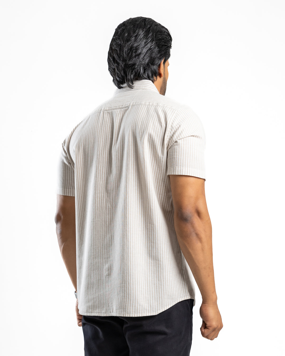 AnationZ Heritage Linen Stripe Short Sleeve Shirt - Weathered Linen Sri Lanka