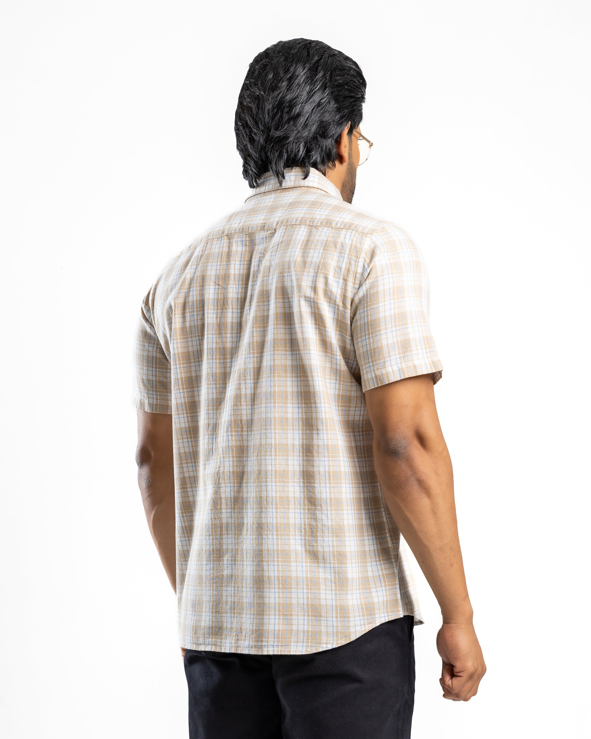 AnationZ Heritage Linen Check Short Sleeve Shirt - Driftwood Sri Lanka