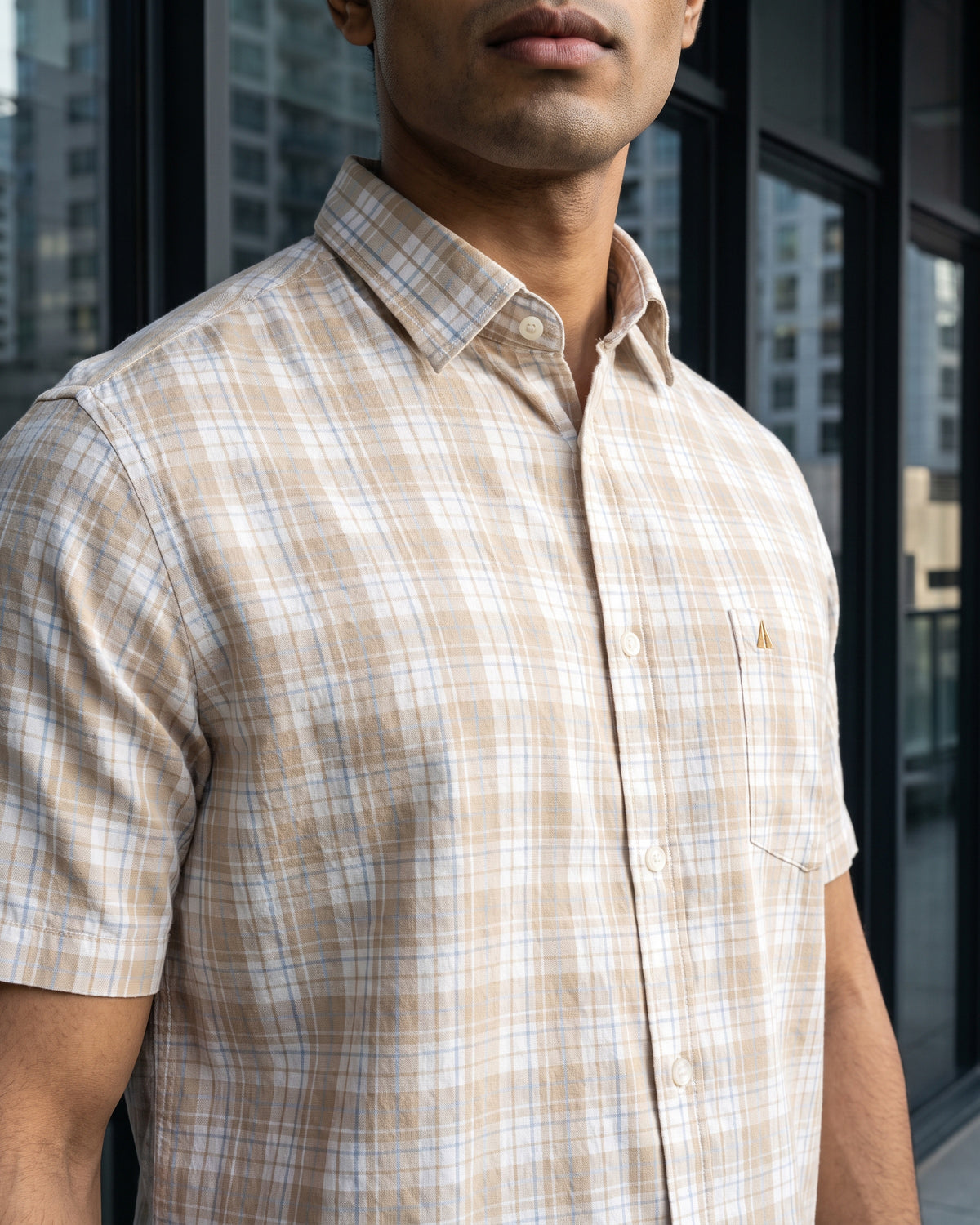 AnationZ Heritage Linen Check Short Sleeve Shirt - Driftwood Sri Lanka