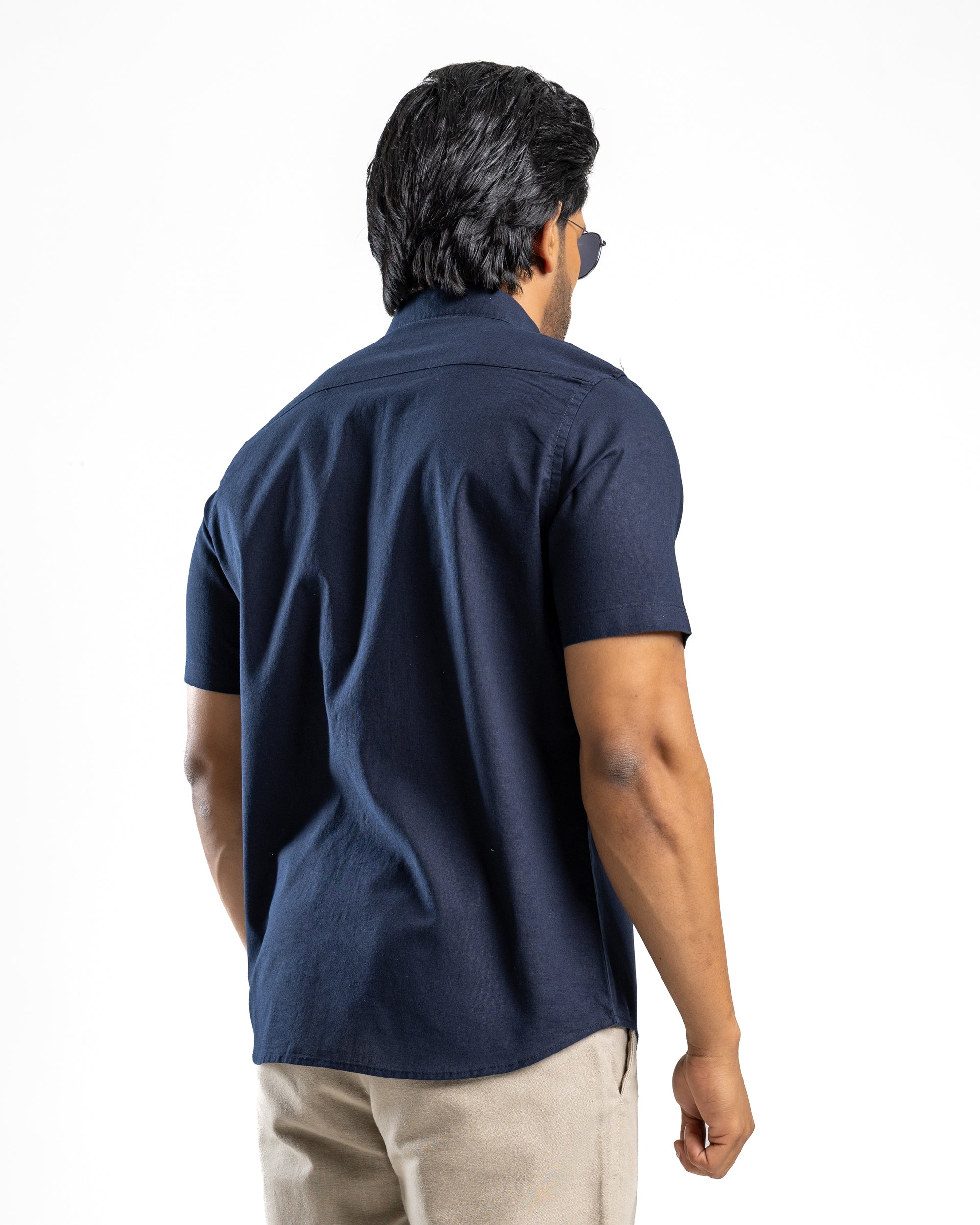 AnationZ Heritage Linen Slub Short Sleeve Shirt - Midnight Ink Sri Lanka