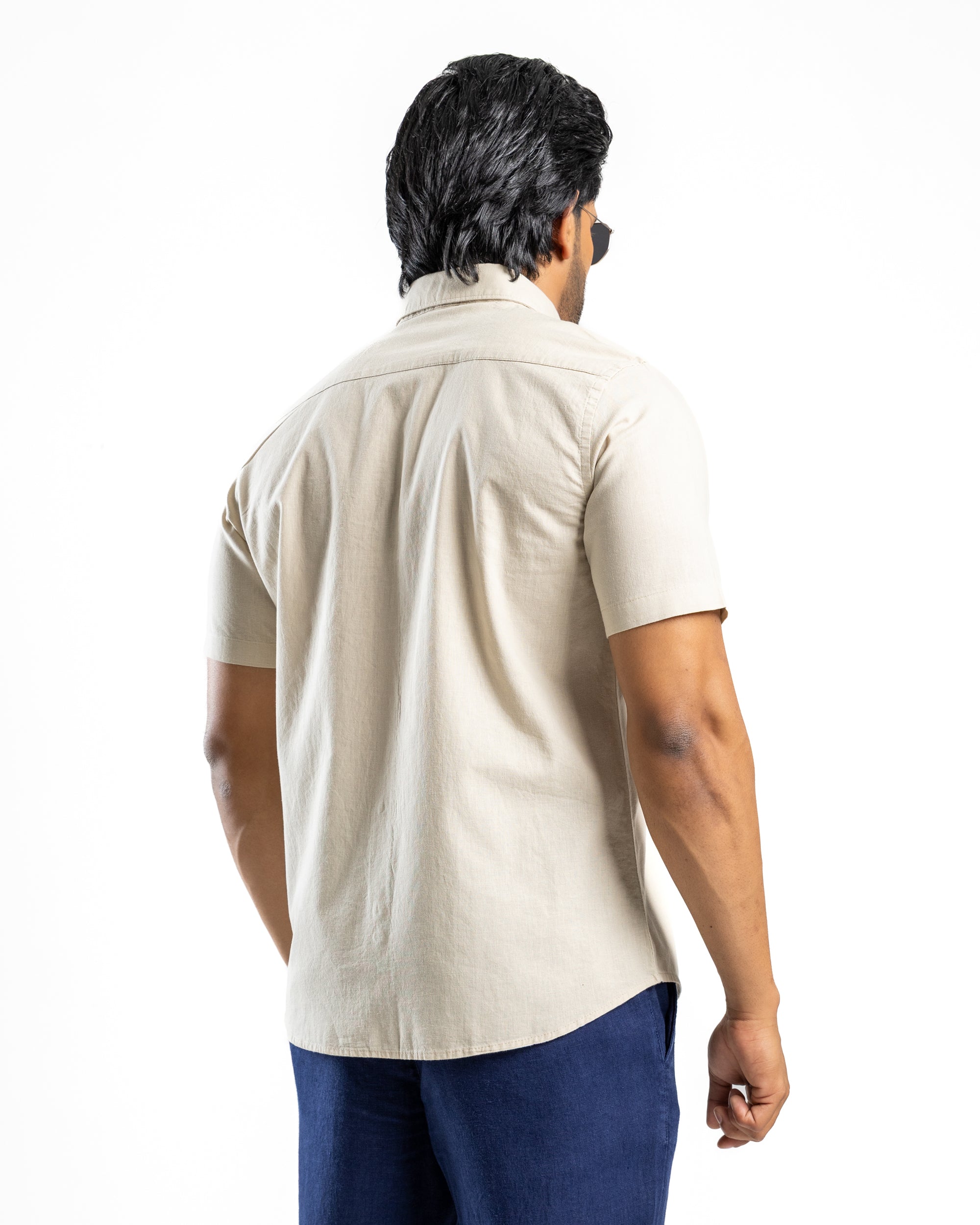 AnationZ Heritage Linen Slub Short Sleeve Shirt - Aged Ivory Sri Lanka