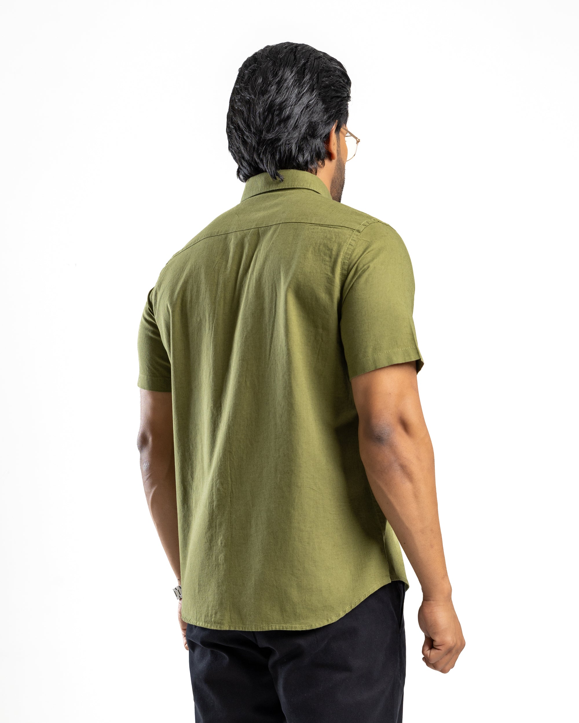 AnationZ Heritage Linen Slub Short Sleeve Shirt - Moss Reserve Sri Lanka