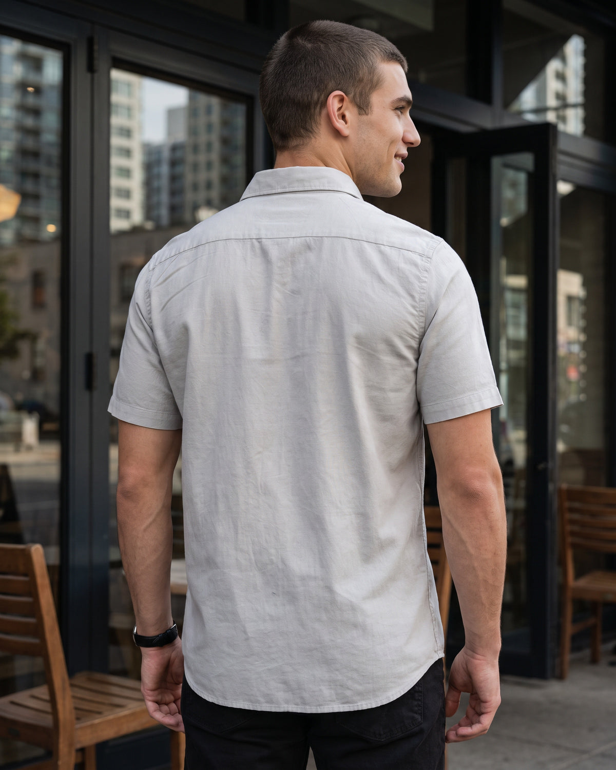 AnationZ Heritage Linen Slub Short Sleeve Shirt - Storm Dust Sri Lanka