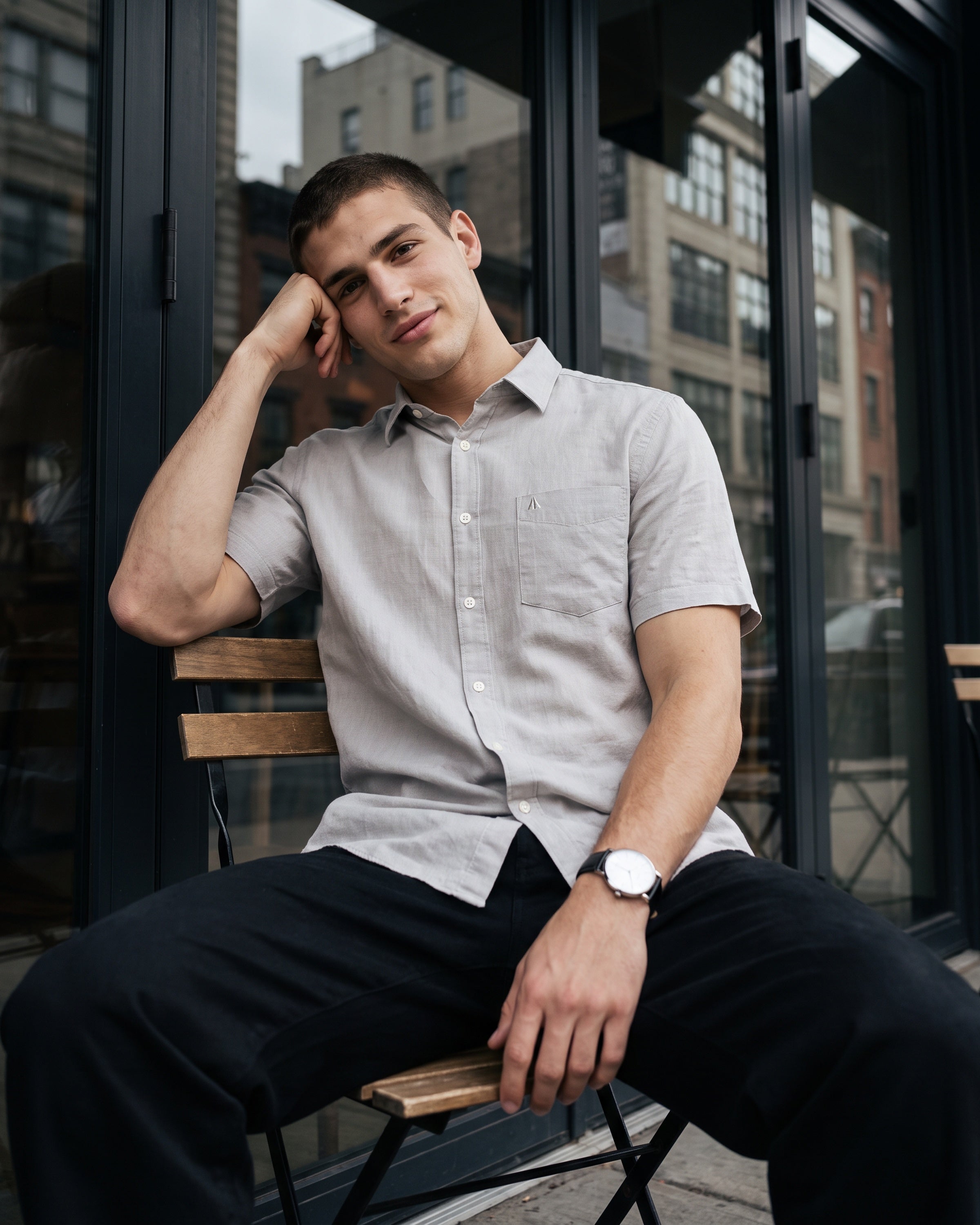 AnationZ Heritage Linen Slub Short Sleeve Shirt - Storm Dust Sri Lanka