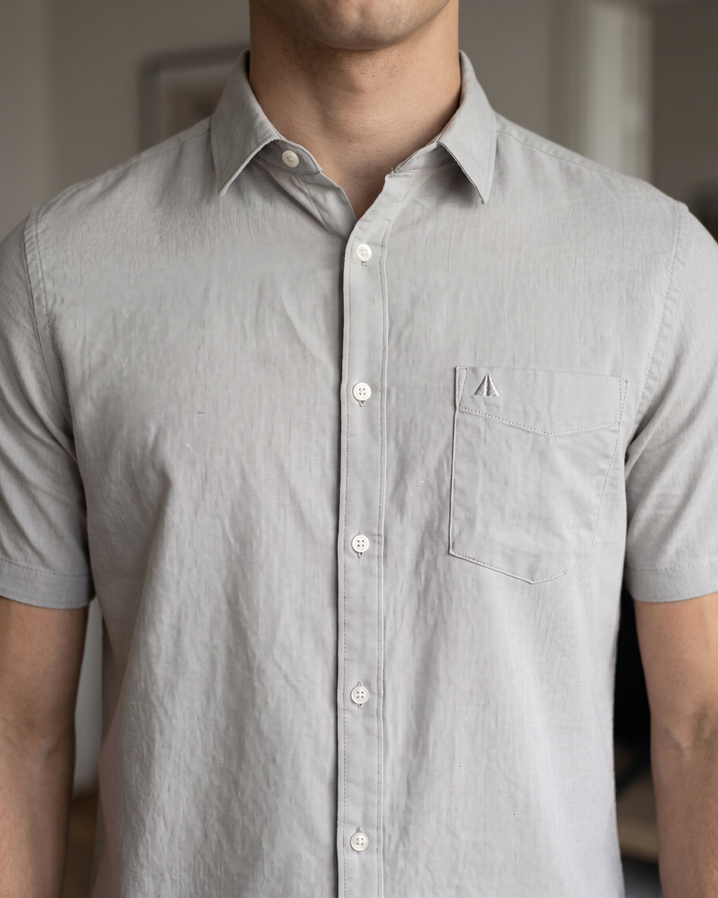 AnationZ Heritage Linen Slub Short Sleeve Shirt - Storm Dust Sri Lanka