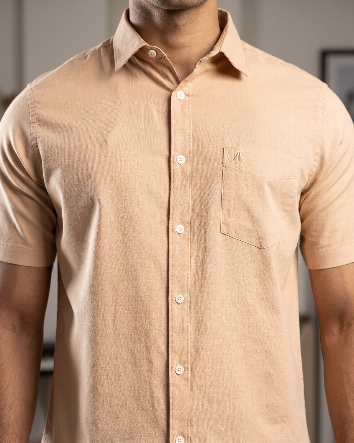 Heritage Linen Slub Short Sleeve Shirt - Warm Tobacco