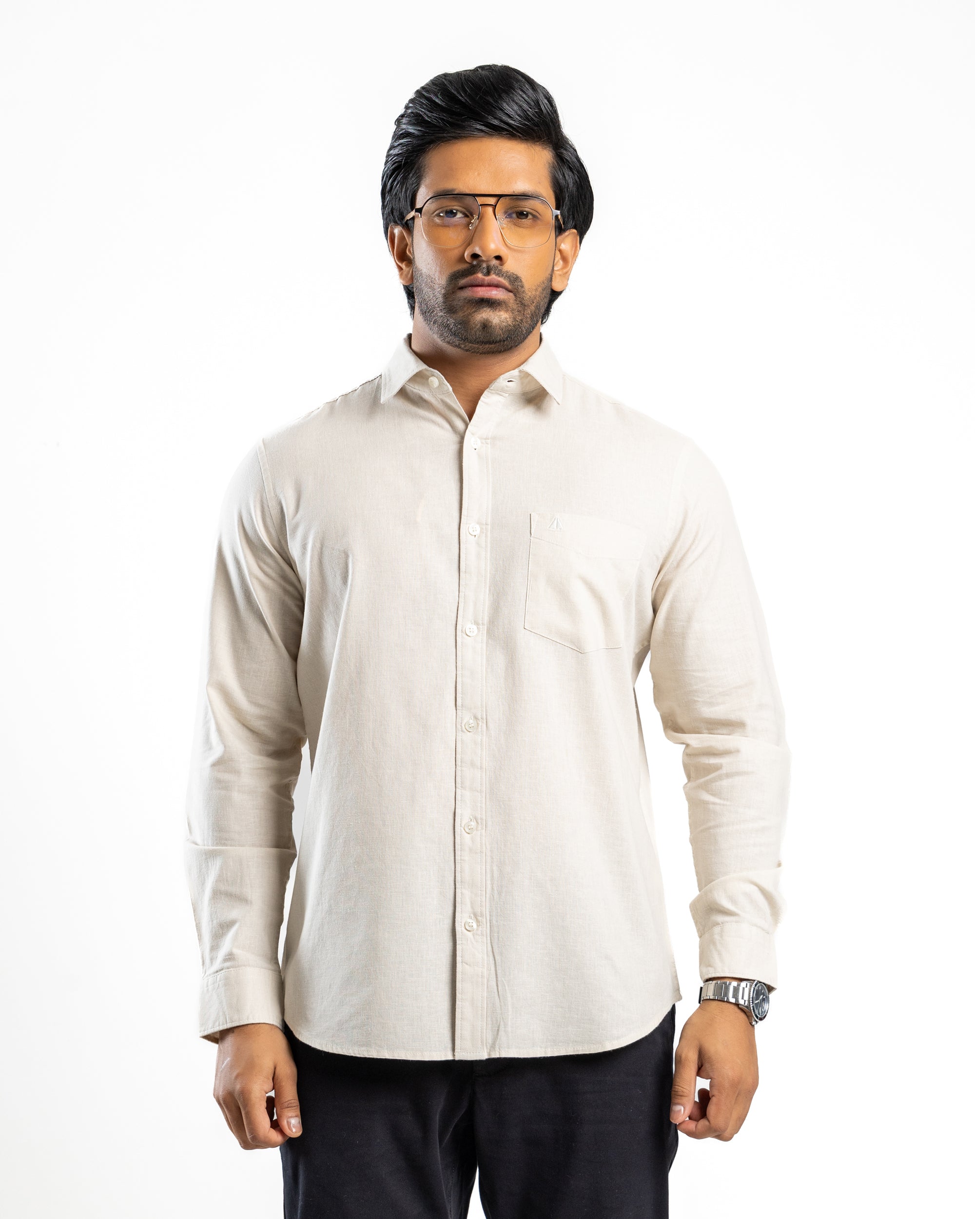 AnationZ Heritage Linen Slub Long Sleeve Shirt - Aged Ivory Sri Lanka
