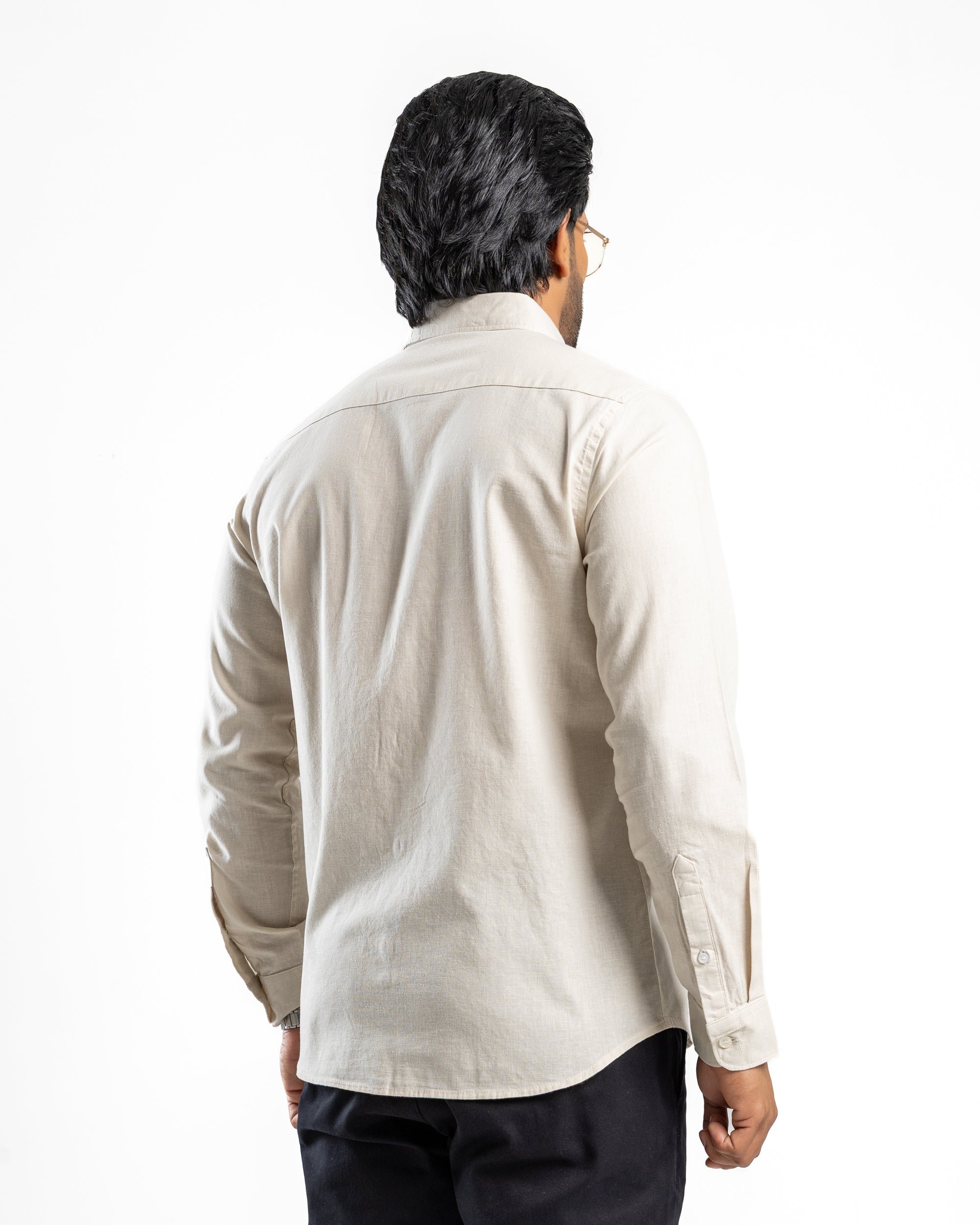 AnationZ Heritage Linen Slub Long Sleeve Shirt - Aged Ivory Sri Lanka