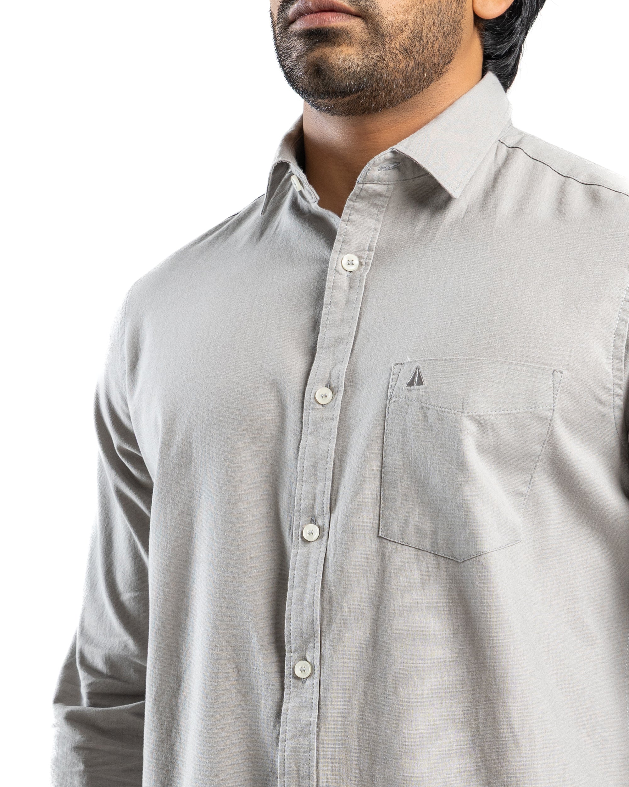 AnationZ Heritage Linen Slub Long Sleeve Shirt - Storm Dust Sri Lanka