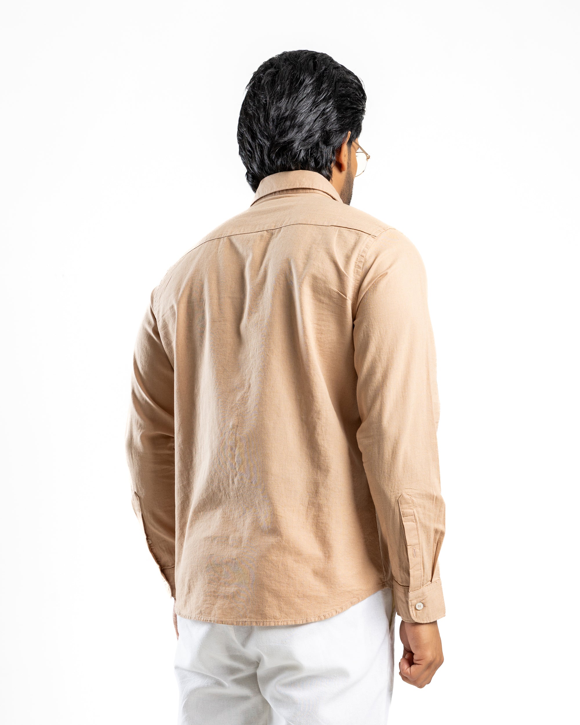 AnationZ Heritage Linen Slub Long Sleeve Shirt - Warm Tobacco Sri Lanka