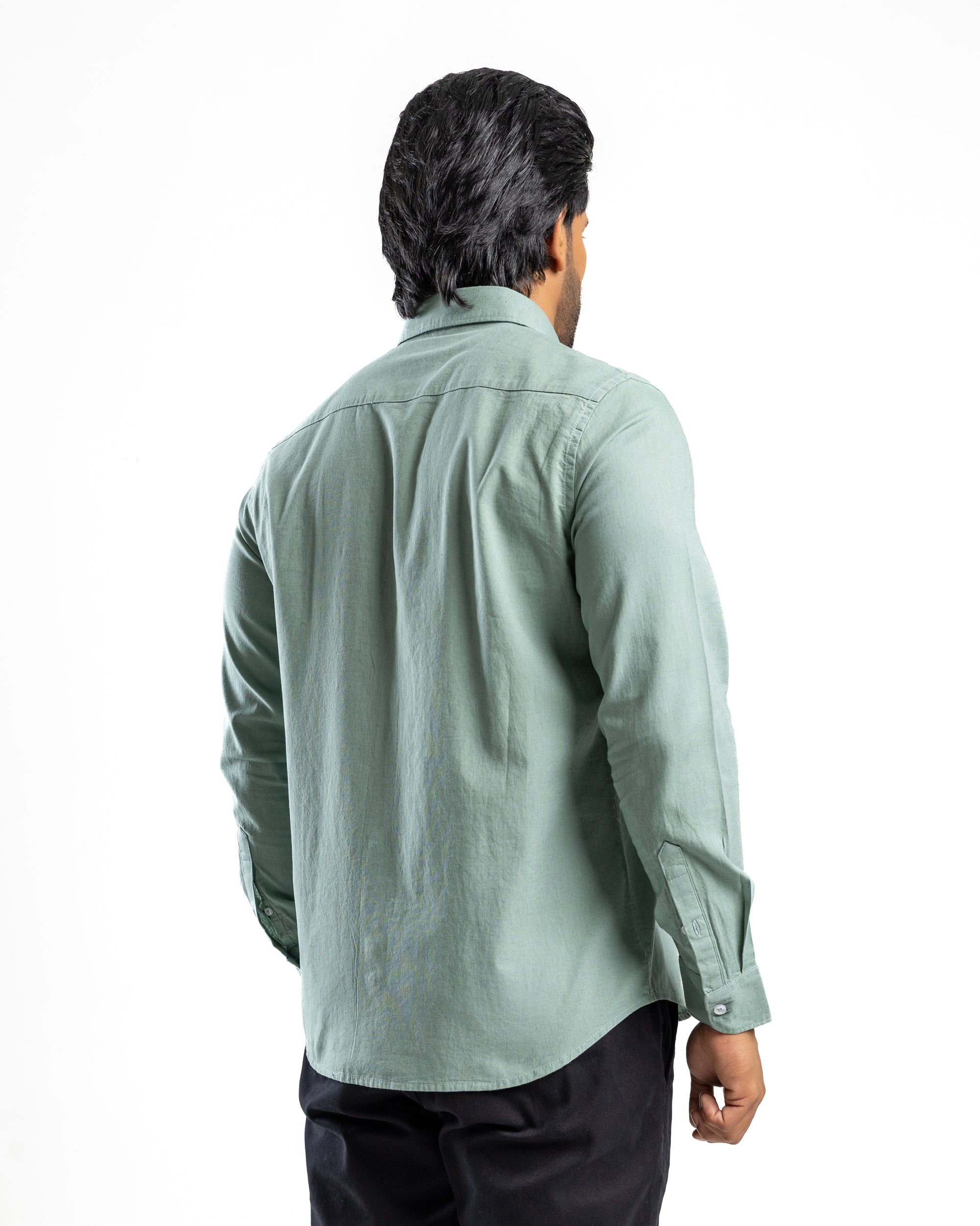 AnationZ Heritage Linen Slub Long Sleeve Shirt - Sage Breeze Sri Lanka