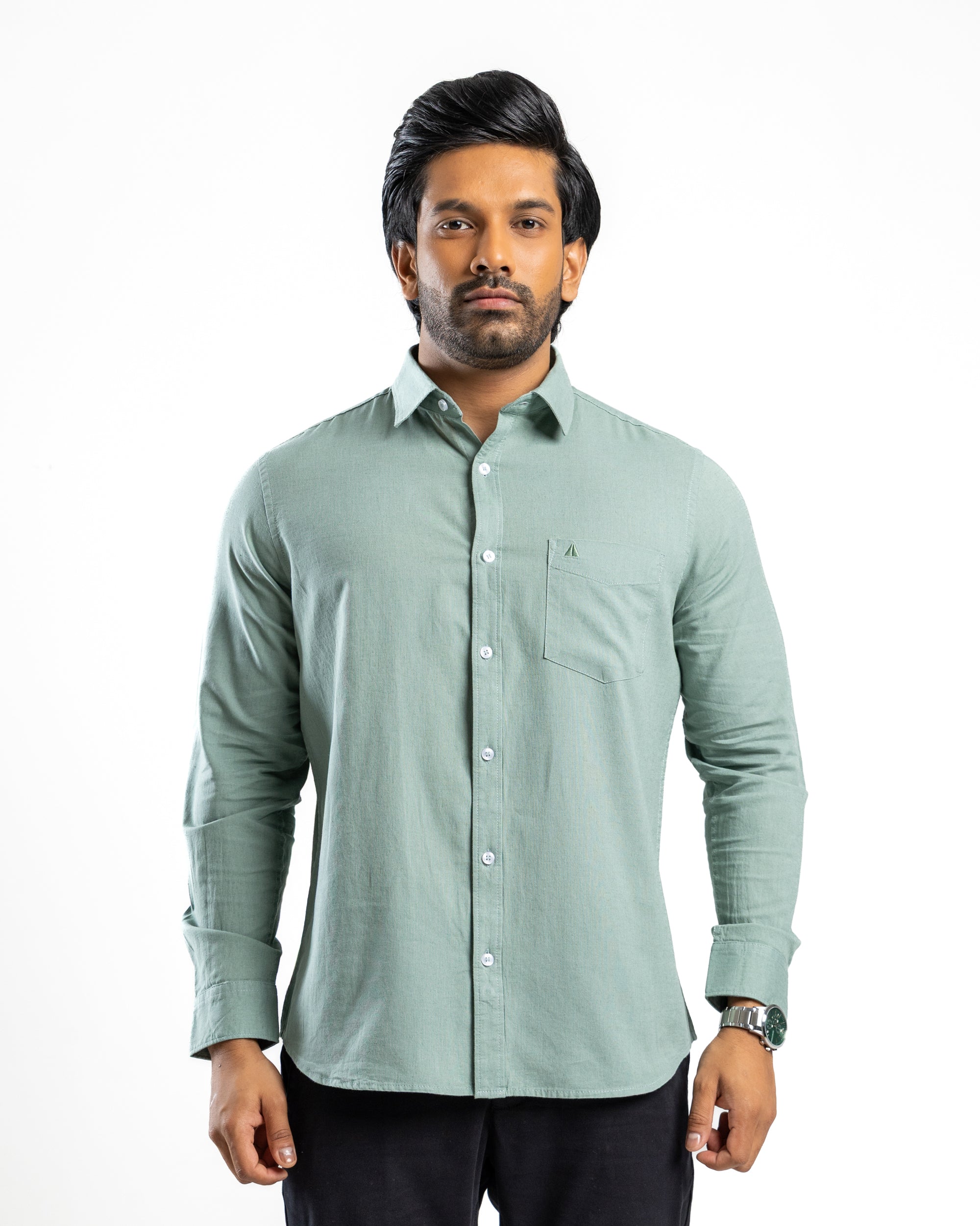 AnationZ Heritage Linen Slub Long Sleeve Shirt - Sage Breeze Sri Lanka