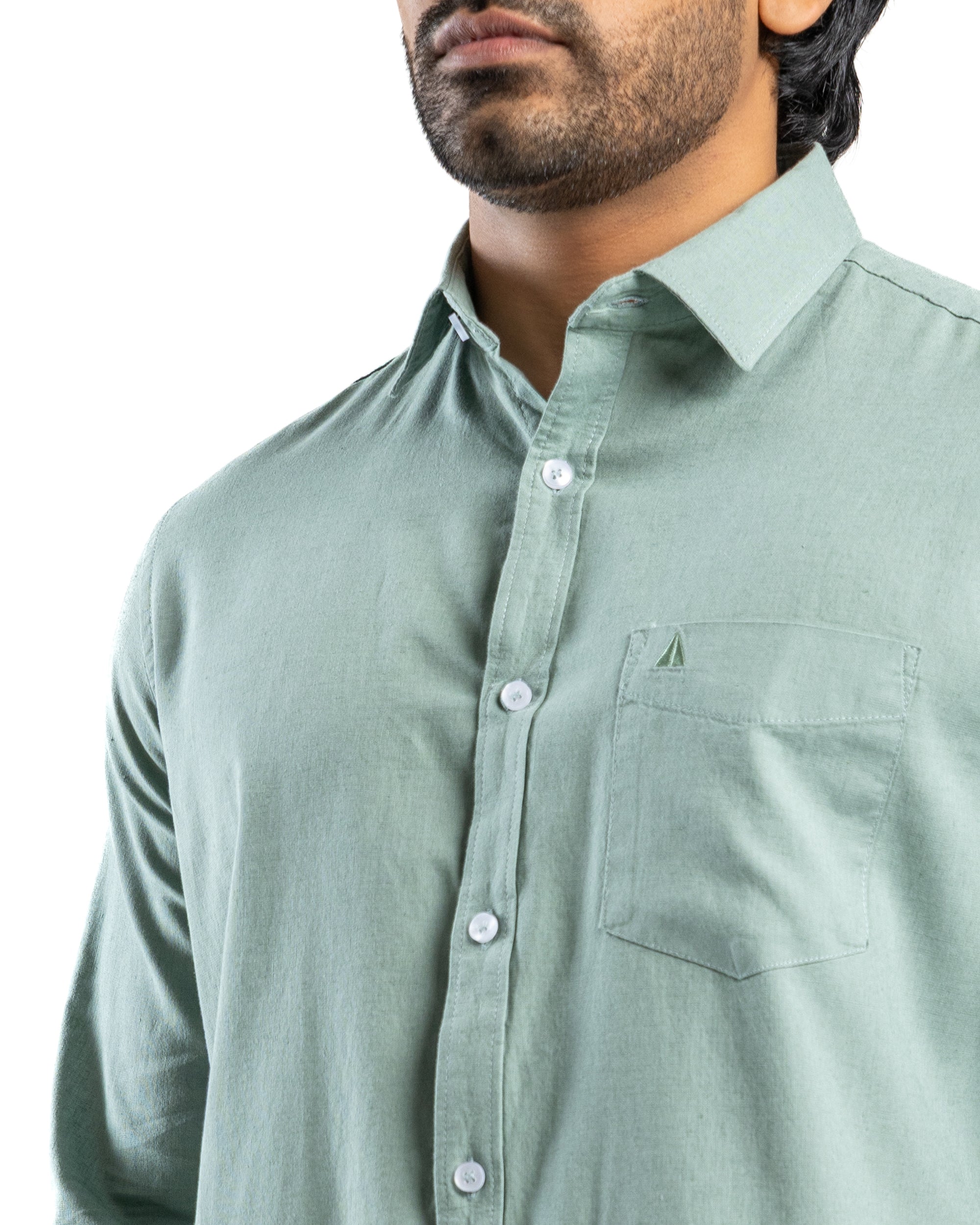 AnationZ Heritage Linen Slub Long Sleeve Shirt - Sage Breeze Sri Lanka