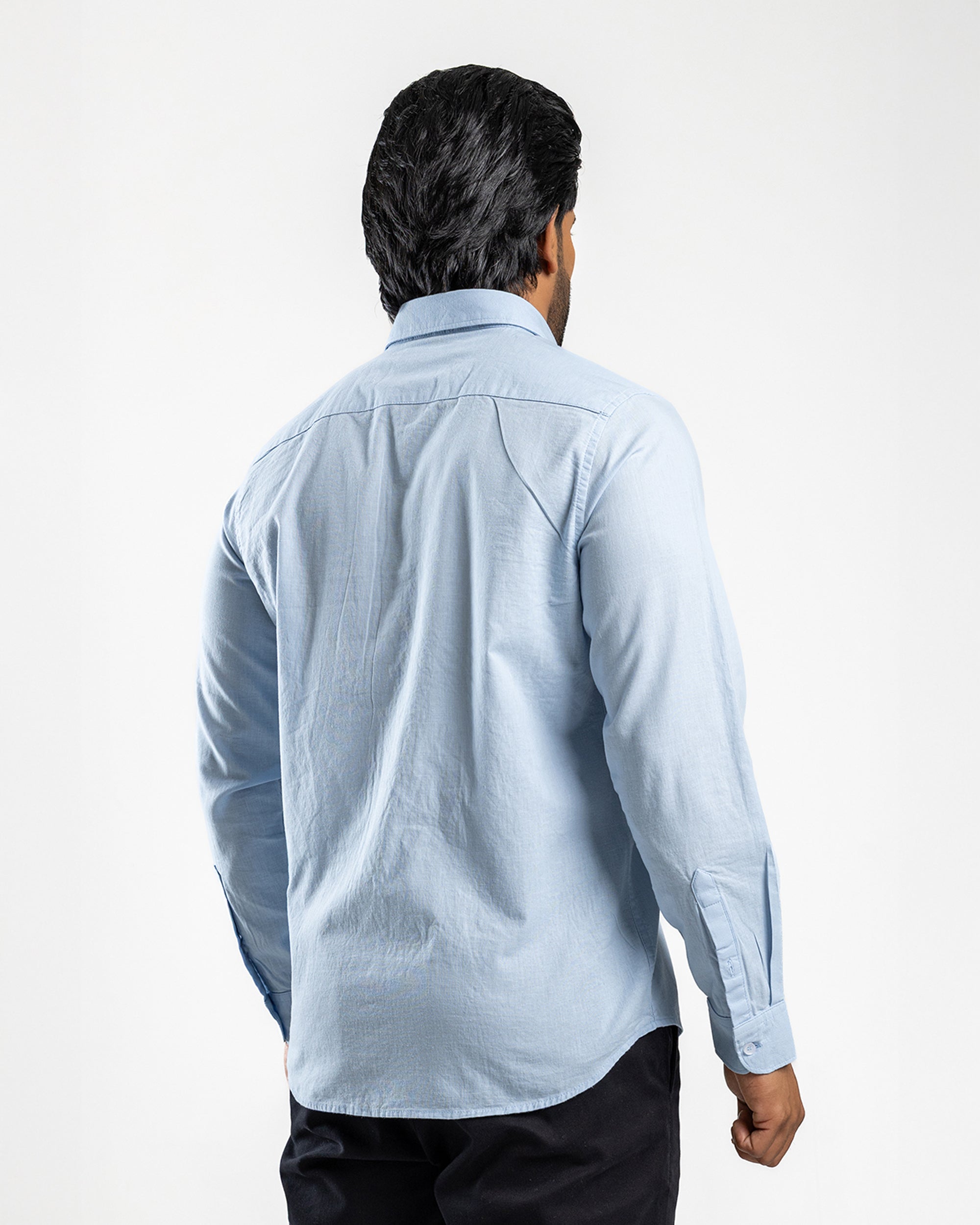 AnationZ Heritage Linen Slub Long Sleeve Shirt - Glacial Blue Sri Lanka