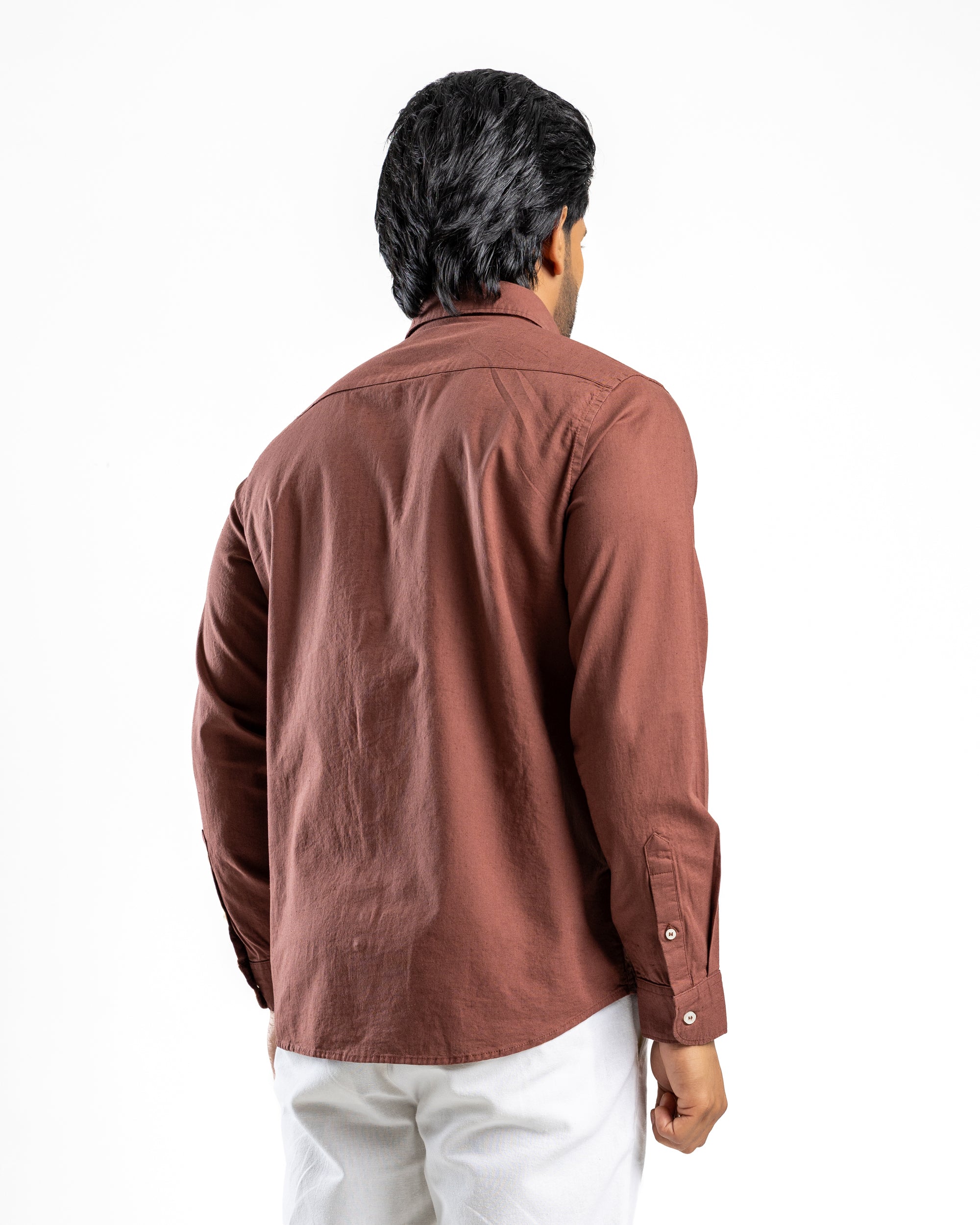 AnationZ Heritage Linen Slub Long Sleeve Shirt - Espresso Sri Lanka