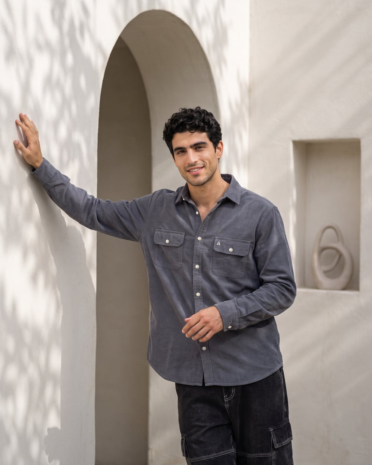 Essential Cotton Corduroy Shirt – Midnight Ink (4 of 4)