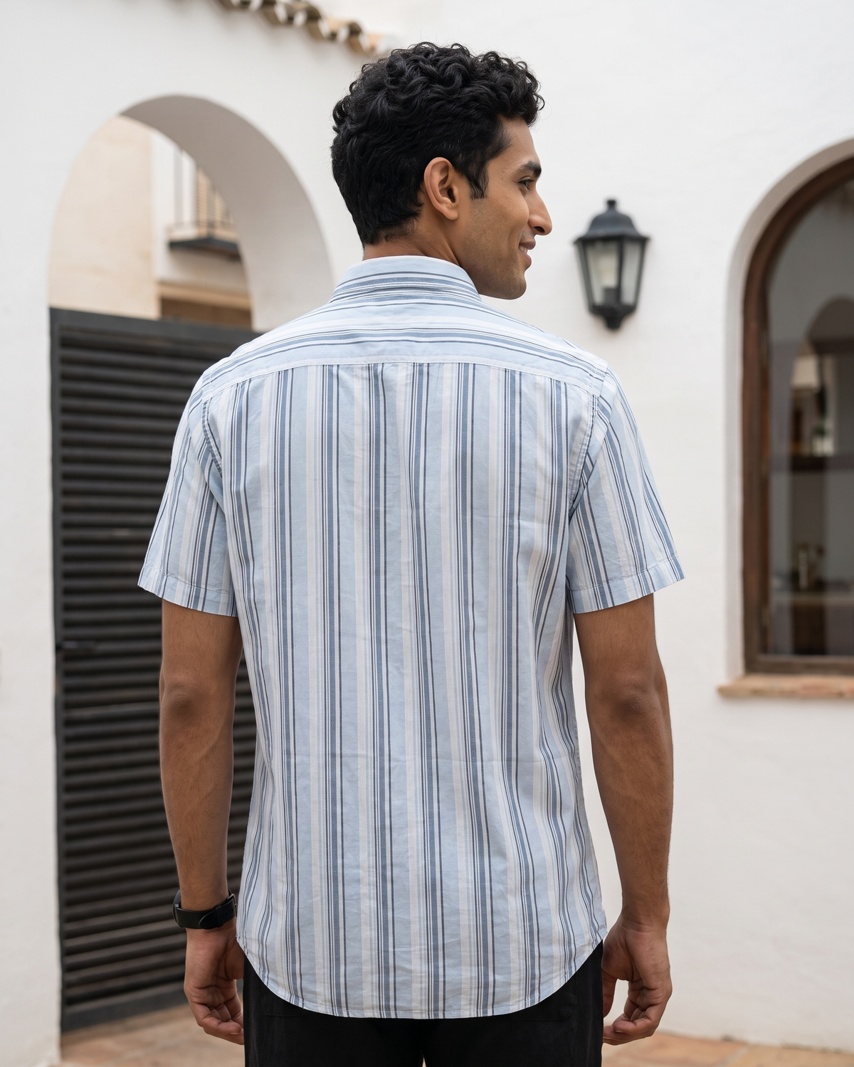 Essential Cotton Stripe Short Sleeve Shirt – Open Sky