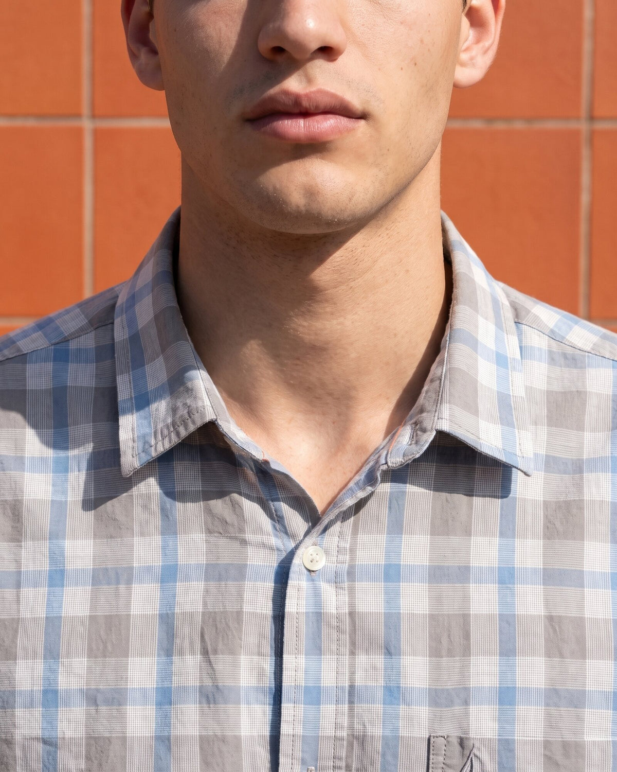 Essential Cotton Check Short Sleeve Shirt – Open Sky (1 of 4)