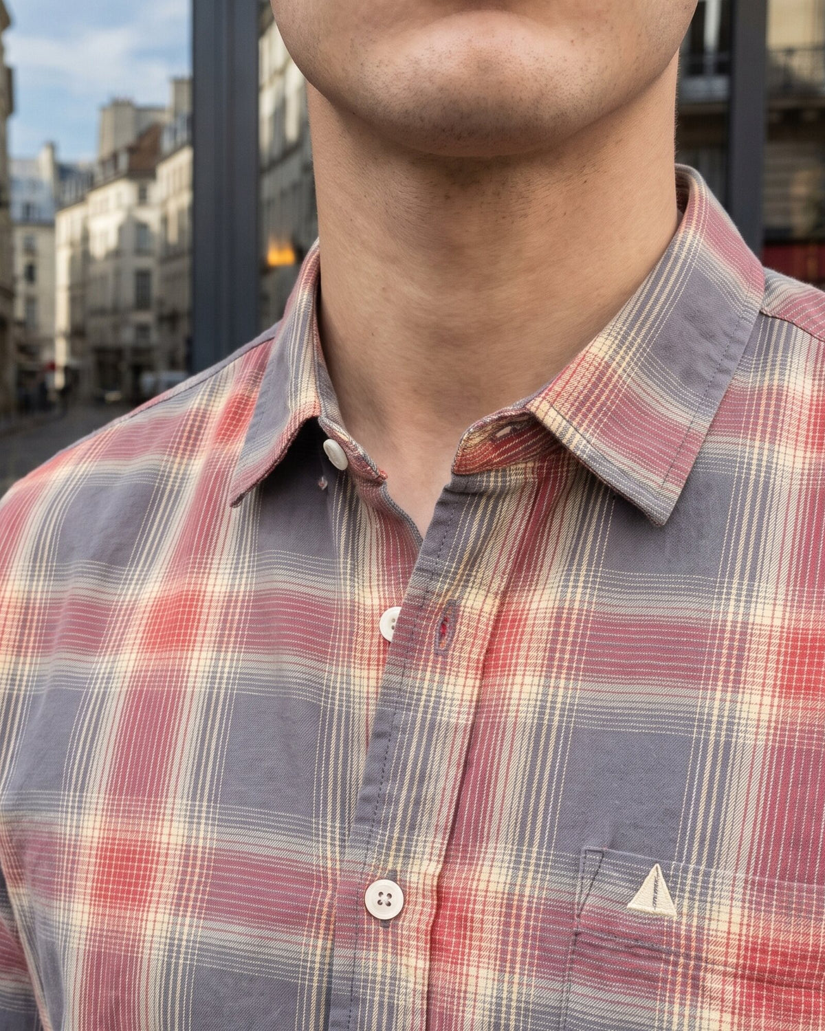 Essential Cotton Check Long Sleeve Shirt – Terracotta Flame (1 of 4)