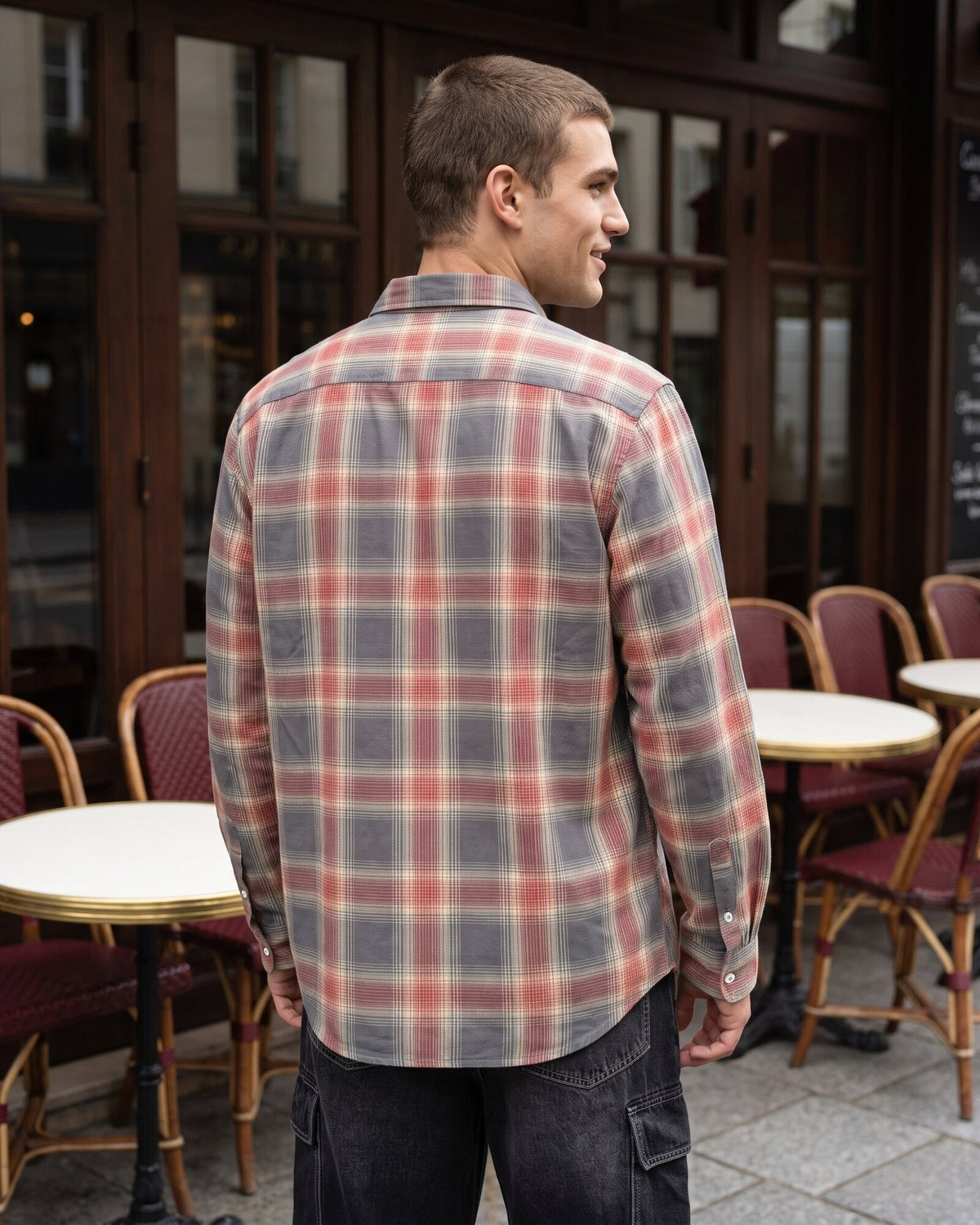 Essential Cotton Check Long Sleeve Shirt – Terracotta Flame (2 of 4)