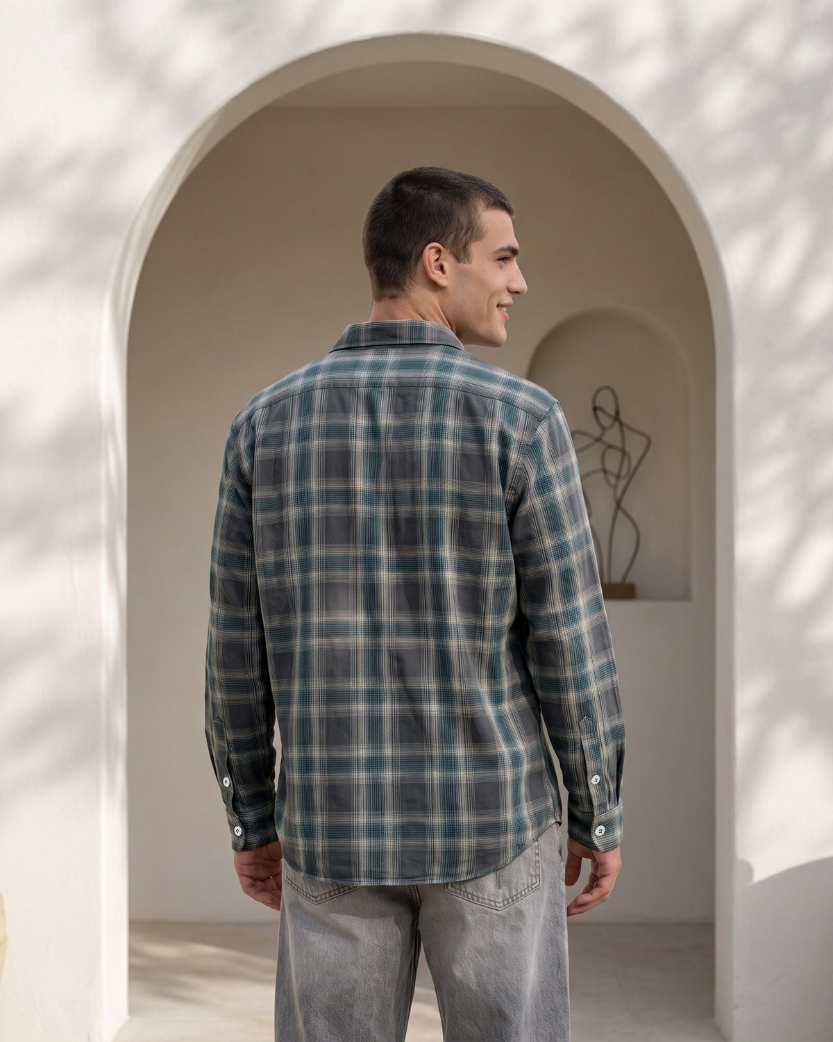 Essential Cotton Check Long Sleeve Shirt – Moss Reserve (2 of 4)