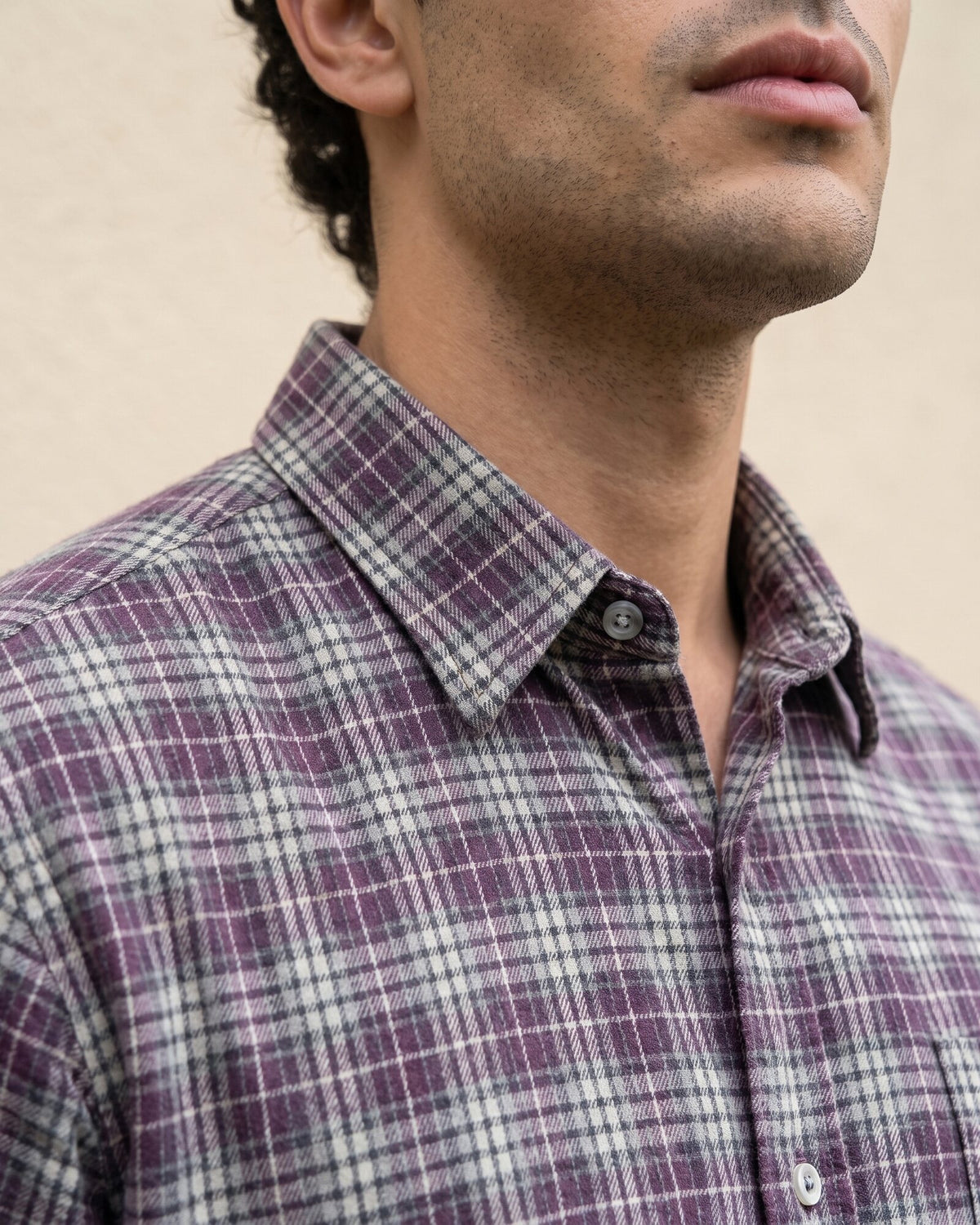 Essential Cotton Check Long Sleeve Shirt – Crushed Violet (1 of 4)