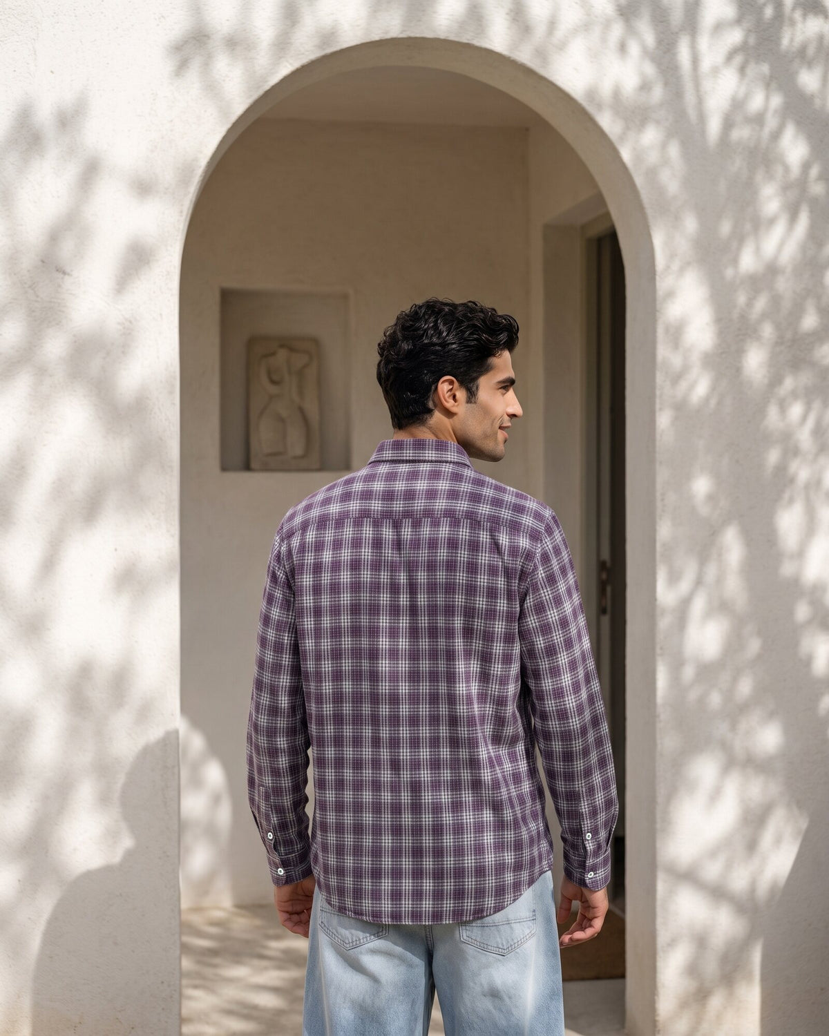 Essential Cotton Check Long Sleeve Shirt – Crushed Violet (2 of 4)