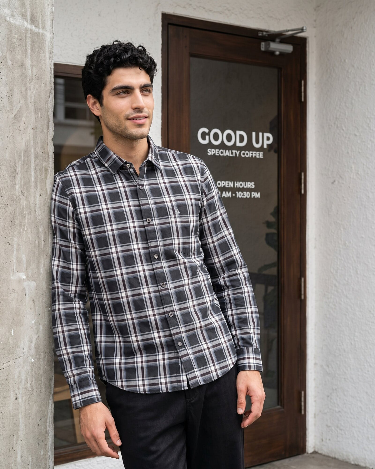 Essential Cotton Check Long Sleeve Shirt – Deep Canopy (3 of 4)